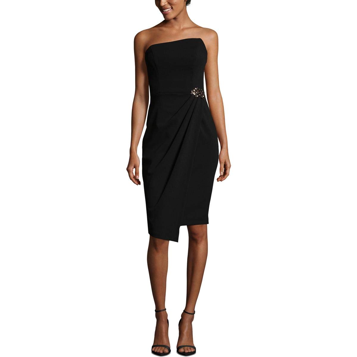 BETSY & ADAM Women's Embellished Strapless Faux Wrap Dress - Elegant Cocktail Party & Wedding Guest Outfit