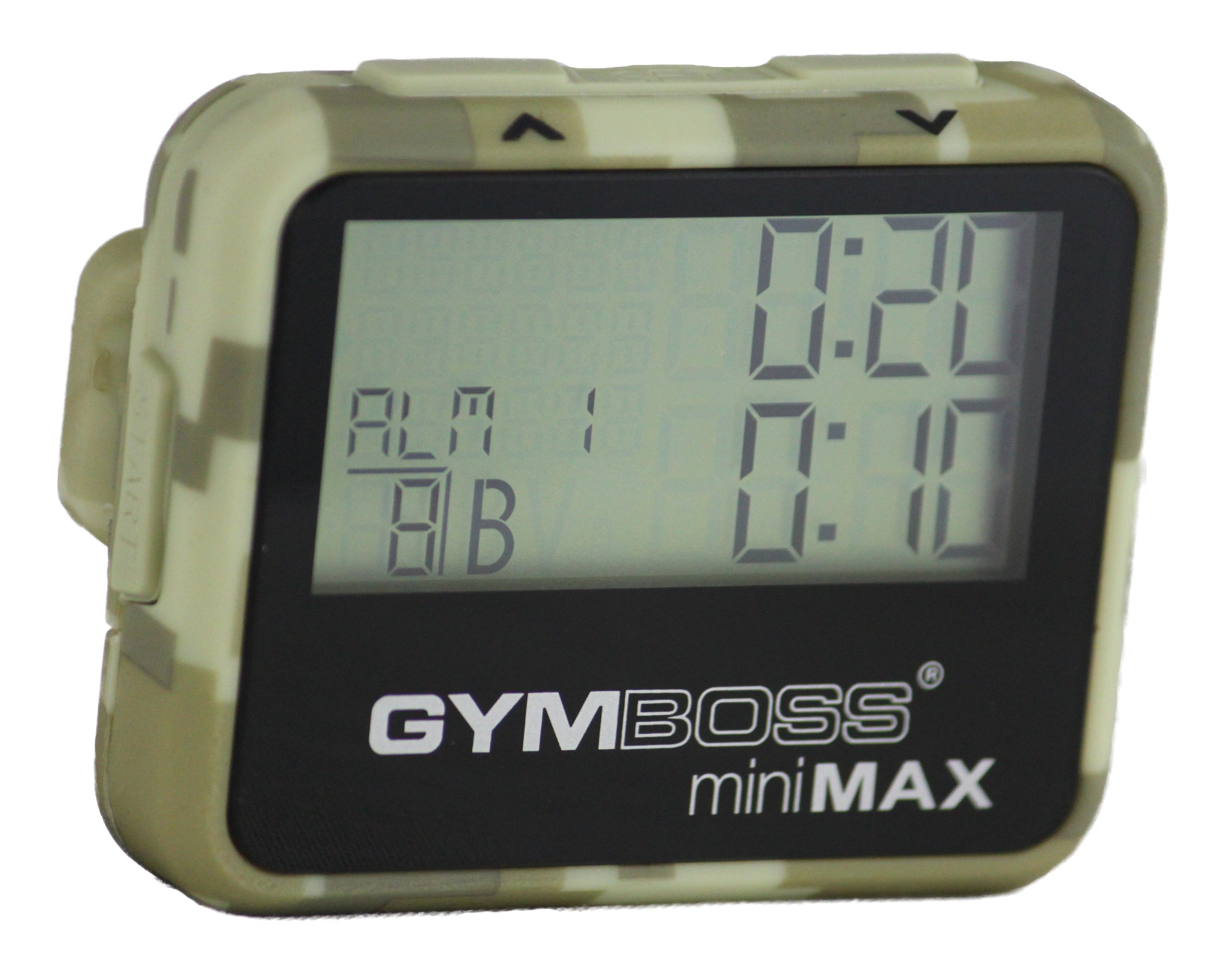 Gymboss miniMAX Interval Timer and Stopwatch - Camouflage/TAN SOFTCOAT for Workouts, HIIT Training, Boxing, Running & Fitness Tracking
