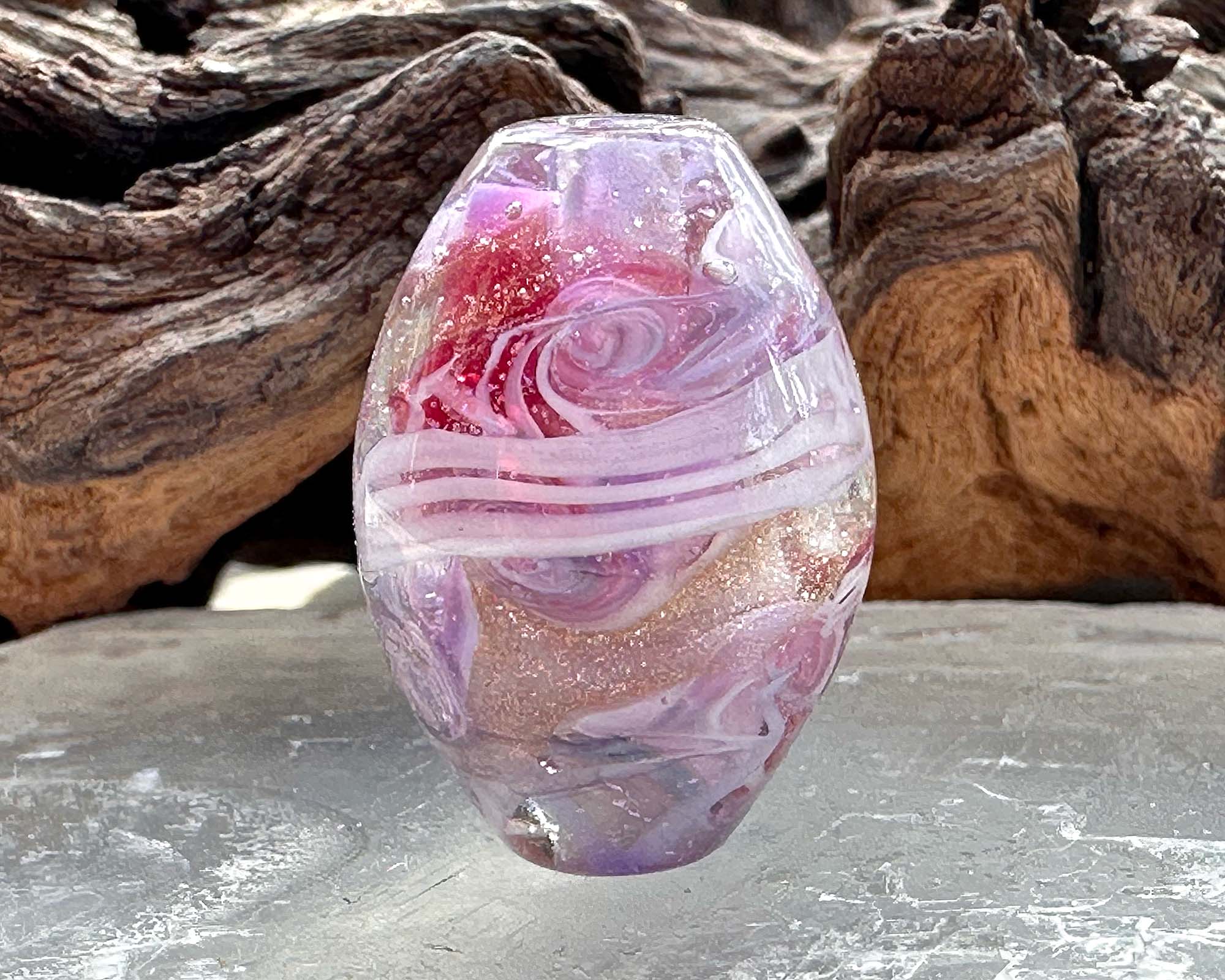 Sparkling Pink Rose Lampwork Focal Bead SRA - Handmade Glass Bead for Jewelry Making, DIY Crafts, Necklace Pendants & Bracelet Charms - Perfect for Wedding, Birthday Gifts & Boho Style Accessories