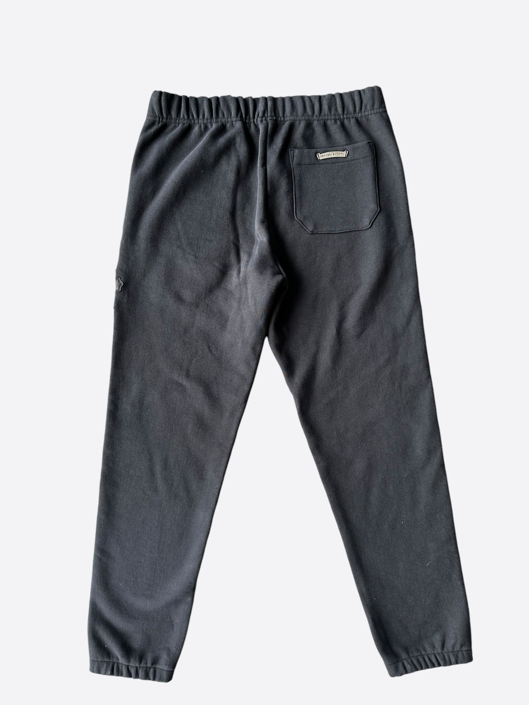 Chrome Hearts Black Triple Cross Patch Paper Jam Sweatpants for Men - Gothic Streetwear Pants with Cross Design - Perfect for Casual Wear, Hip Hop Fashion & Urban Outfits