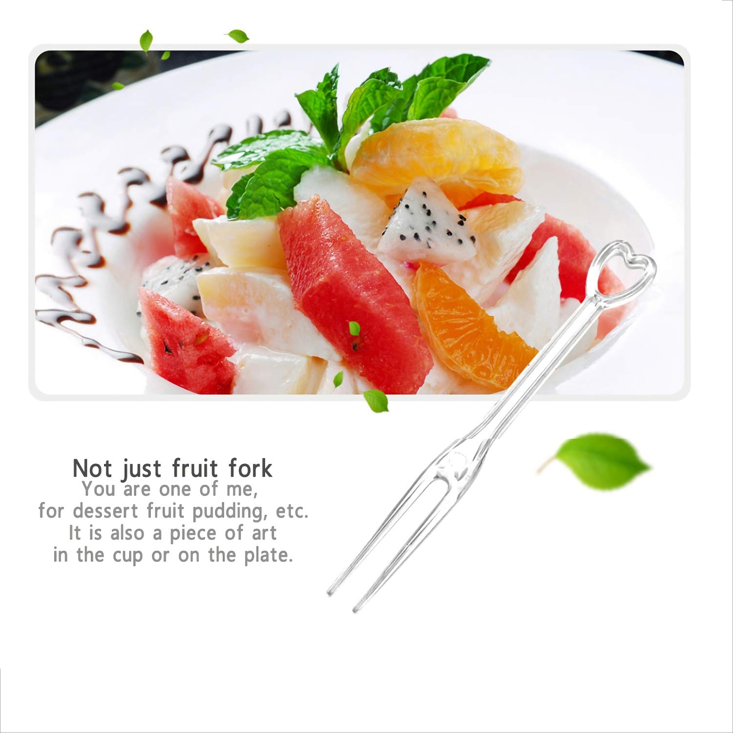 300-Pack Disposable Plastic Fruit Forks - 3.5 Inch Heart-Shaped Cocktail Picks for Parties, Desserts & Cakes | Safe & Sanitary Food Picks for Weddings, Baby Showers & Picnics
