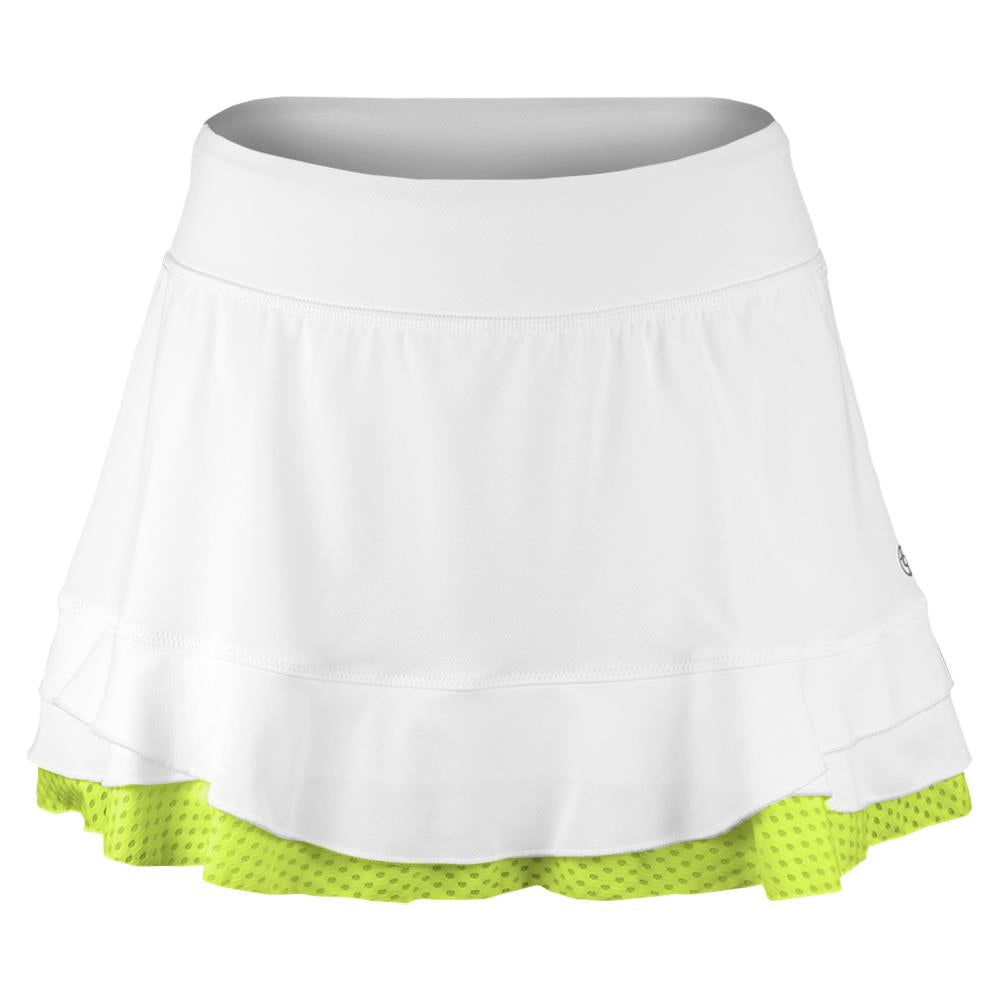 Lija Women's Time To Shine Distract 13 Skort - White/Chartreuse - Perfect for Tennis, Golf & Activewear Fashion
