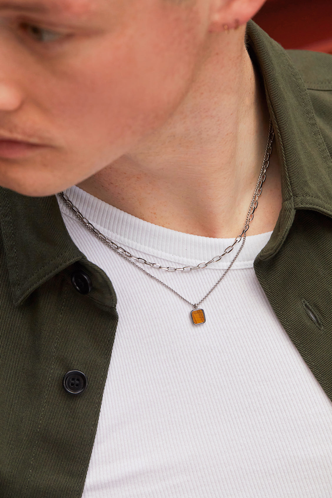 Men's Square Gemstone Pendant Necklace - Sterling Silver or Gold Plated Gemstone Jewelry for Gifts, Wedding & Everyday Wear