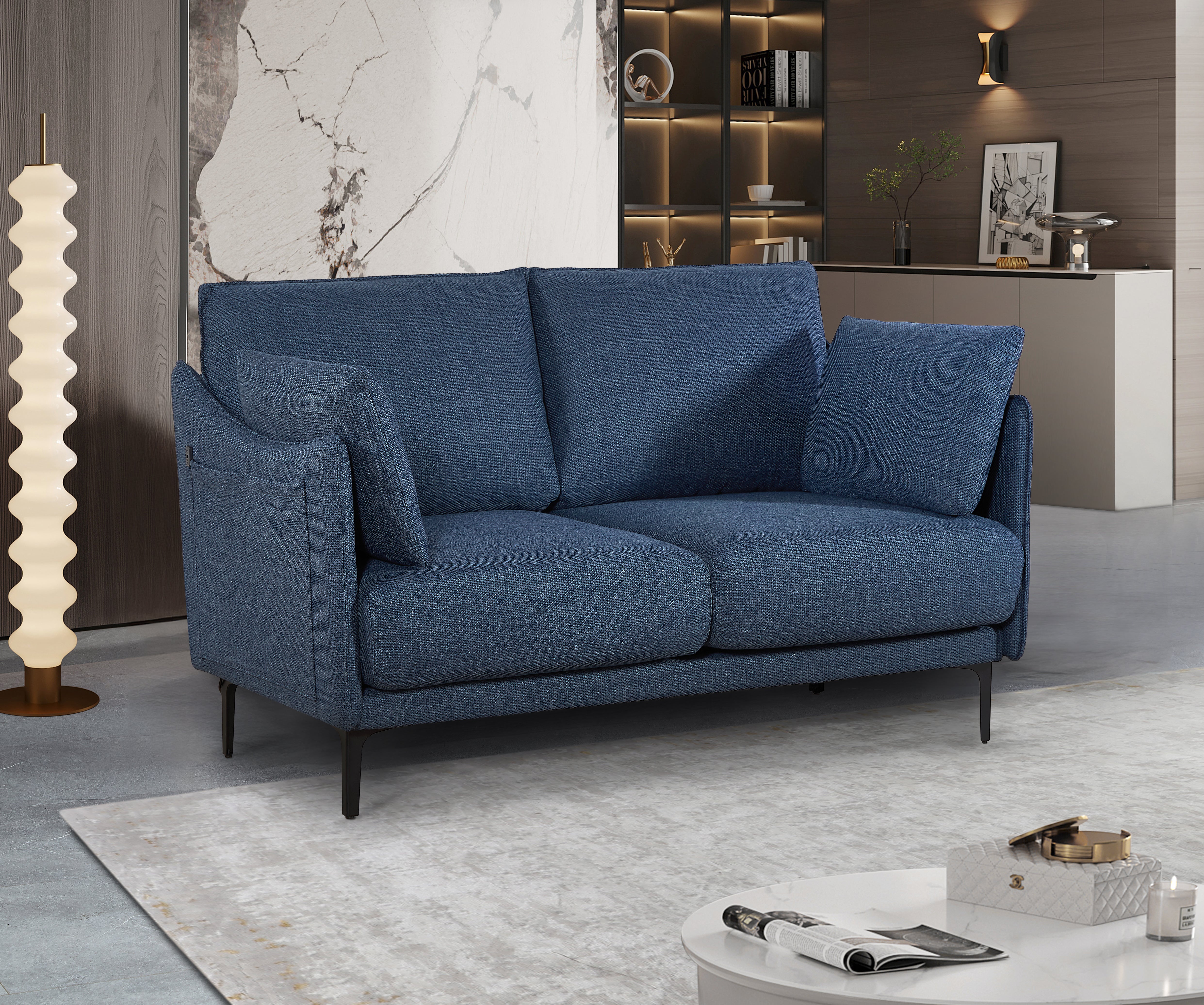 2 Seater Sofa with 2 Pillows & Metal Legs - Modern Loveseat for Living Room, Bedroom, Office | Perfect for Small Spaces, Apartments & Cozy Home Decor