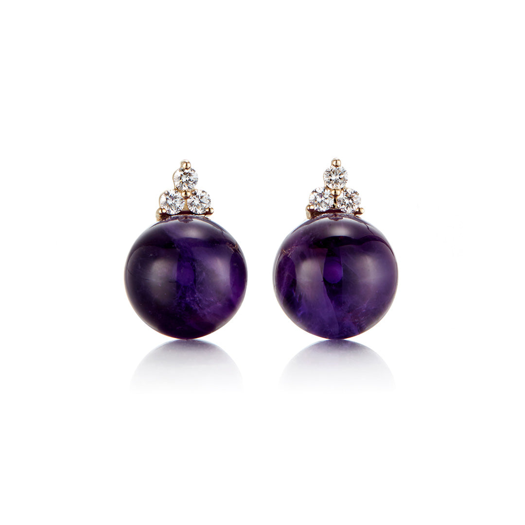 Madison Earrings in Amethyst & Diamonds - Elegant Purple Gemstone Jewelry for Women | Perfect for Weddings, Parties & Special Occasions
