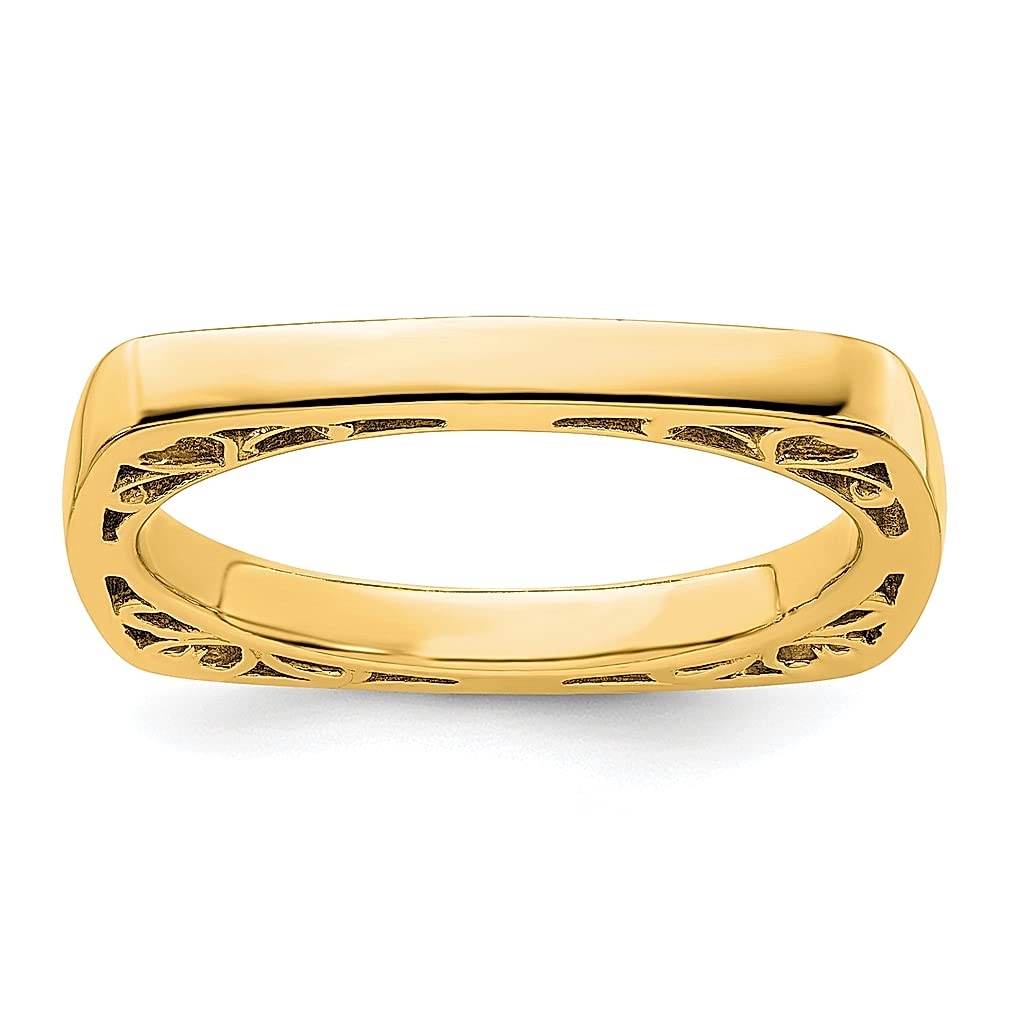 925 Sterling Silver Gold Plated Square Stackable Ring for Women - Dainty Minimalist Jewelry Gift for Her - Perfect for Everyday Wear, Layering & Special Occasions
