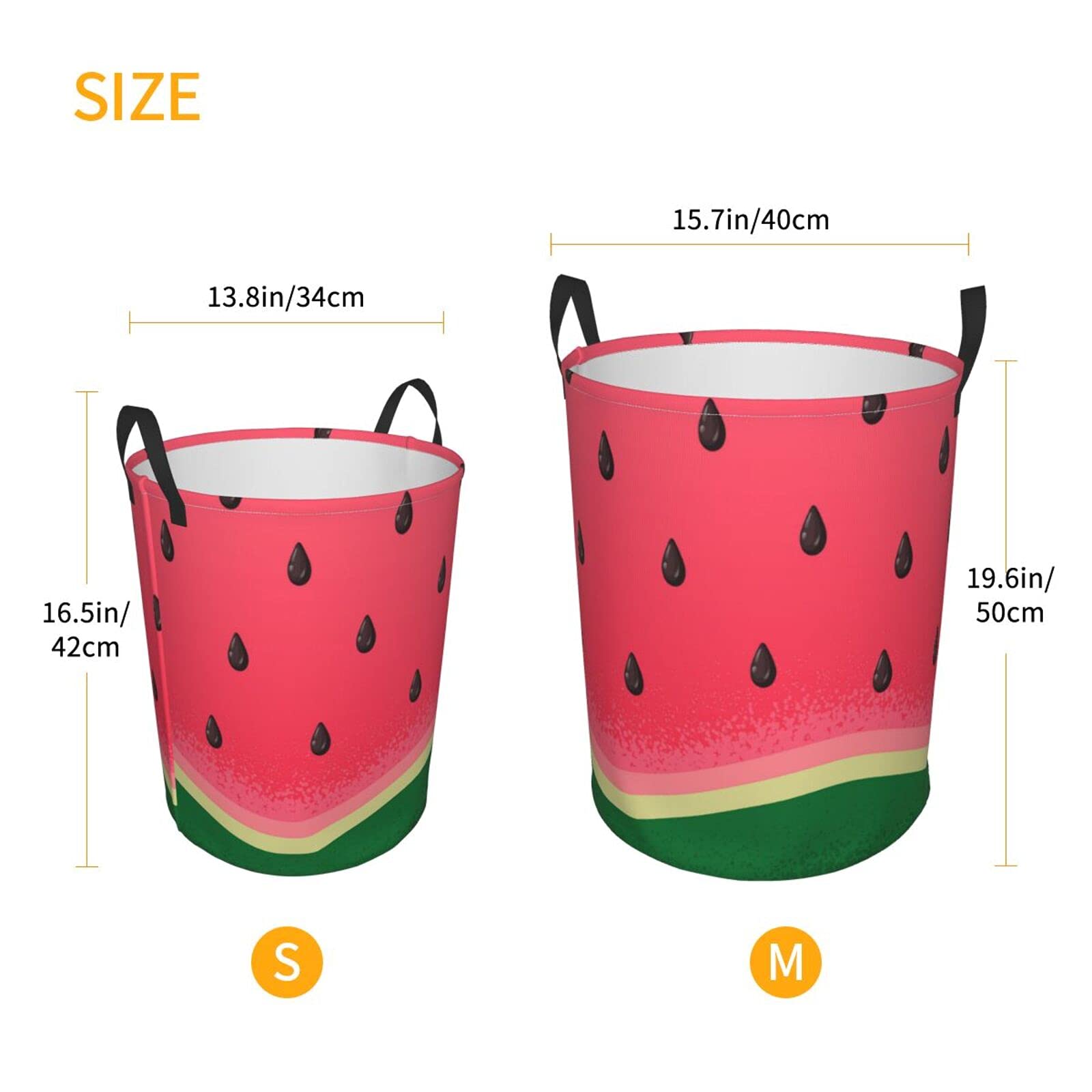 Collapsible Watermelon Slice Laundry Basket with Handle - Large Waterproof Fabric Hamper for Clothes, Toys & Bathroom Storage - Foldable Organizer Bin for Dirty Laundry, Bedroom & Dorm Room Use