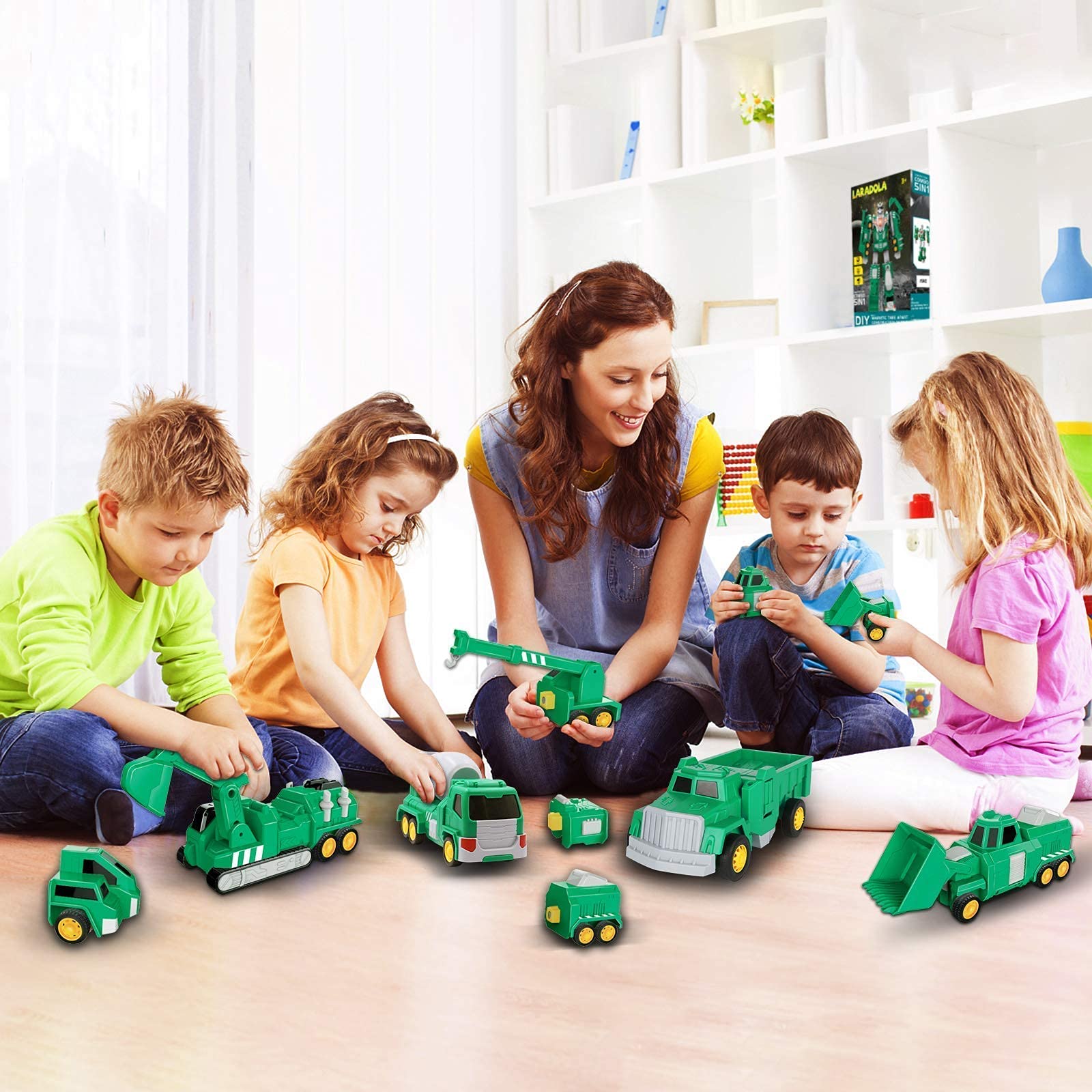 Laradola Transformable Construction Robot Toy Cars with Take Apart Dinosaur - STEM Learning Toys for Boys & Girls Ages 3-8 | Perfect for Birthday, Christmas Gifts & Pretend Play Scenes