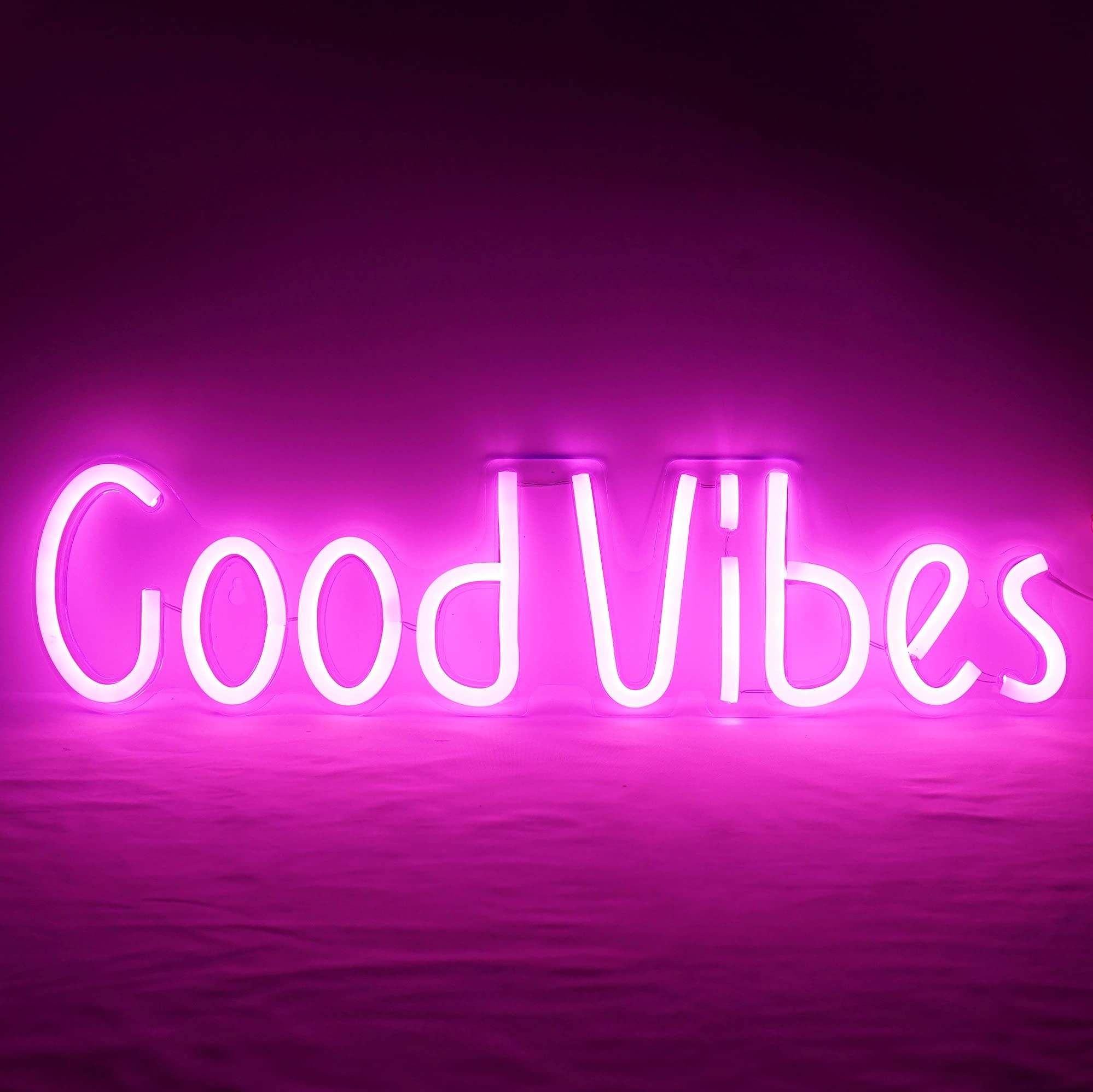 Custom DIY LED Neon Signs - Good Vibes Art Lights for Room, Bedroom, Bar, Pub, Hotel & Party Decor (19.6×4.9 Inch) - Perfect Wall Art for Restaurants, Weddings & Home Decoration