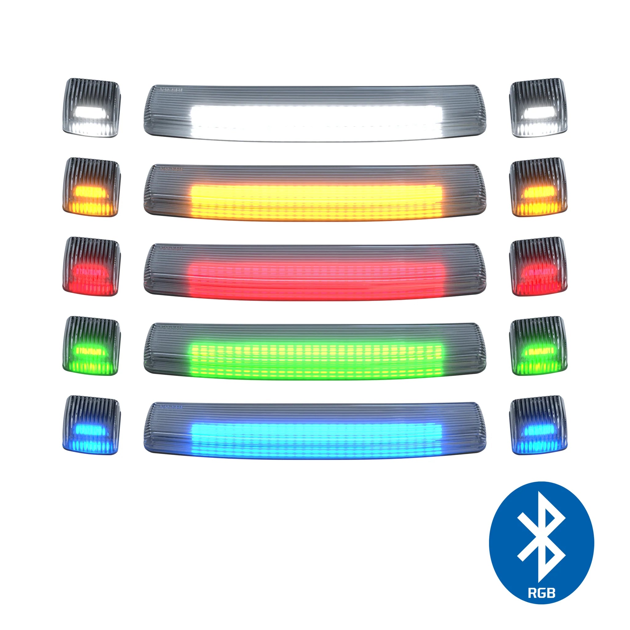 GMC & Chevy 15-19 (3rd Gen) Heavy Duty Clear Cab Roof Light Lens with RGB High Power LEDs - 3 Piece Set for Off-Road Trucks & Emergency Vehicles - Perfect for Night Driving & Work Site Visibility