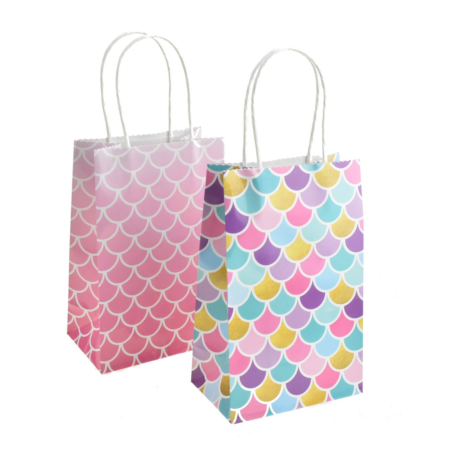Homeford Mermaid Scale Themed Gift Bags - 8.25 Inch Party Favor Bags (12 Pack) - Perfect for Birthday Parties, Baby Showers & Wedding Favors