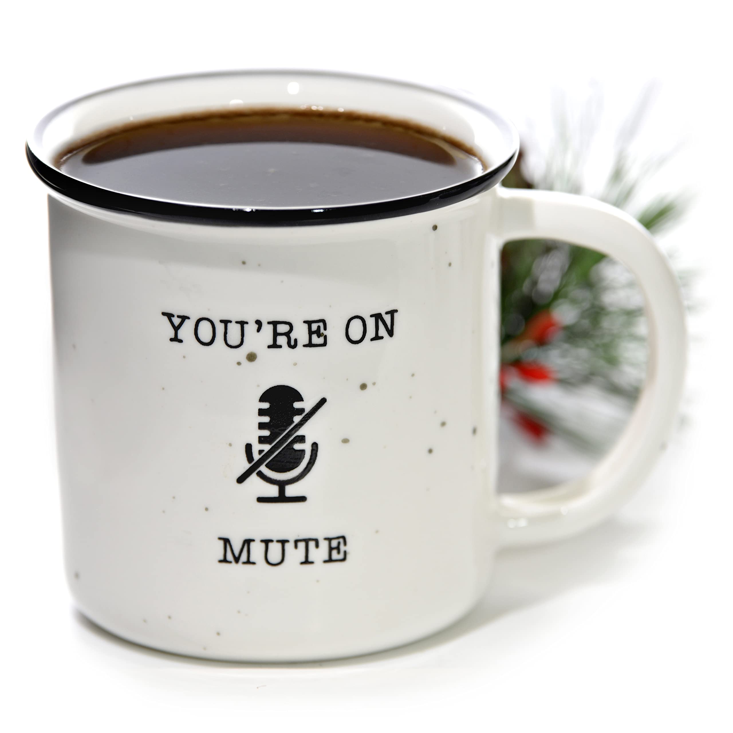 Funny 'You're On Mute' 11oz Ceramic Coffee Mug - Farmhouse Style Gift with Humorous Quote, Microwave Safe - Perfect for Teachers Day, Office Gifts & Virtual Meeting Humor
