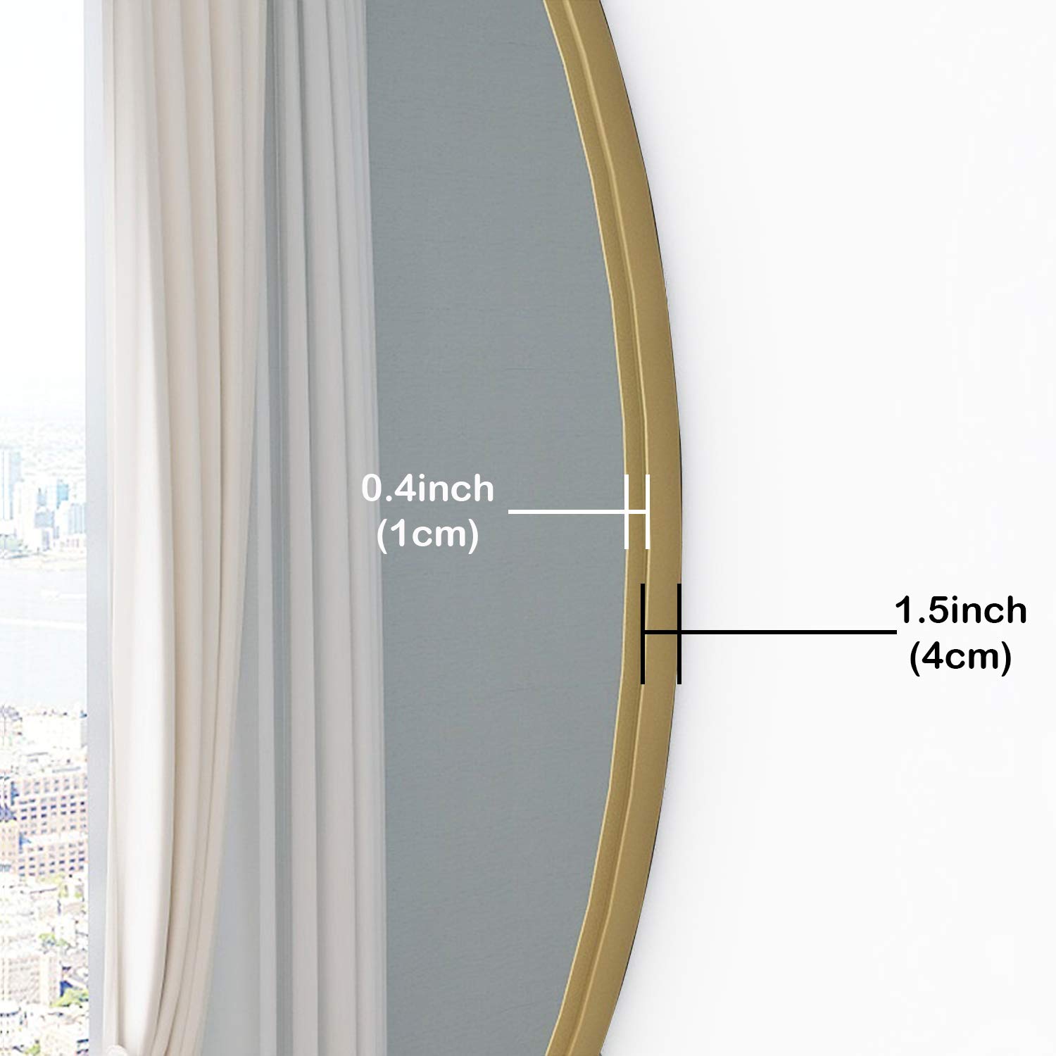 LYNSLIM 24 Inch Golden Metal Frame Round Vanity Mirror - Decorative Wall Mirror for Bedroom, Bathroom, Living Room & Entryway | Perfect for Makeup, Home Decor & Full-Length Viewing