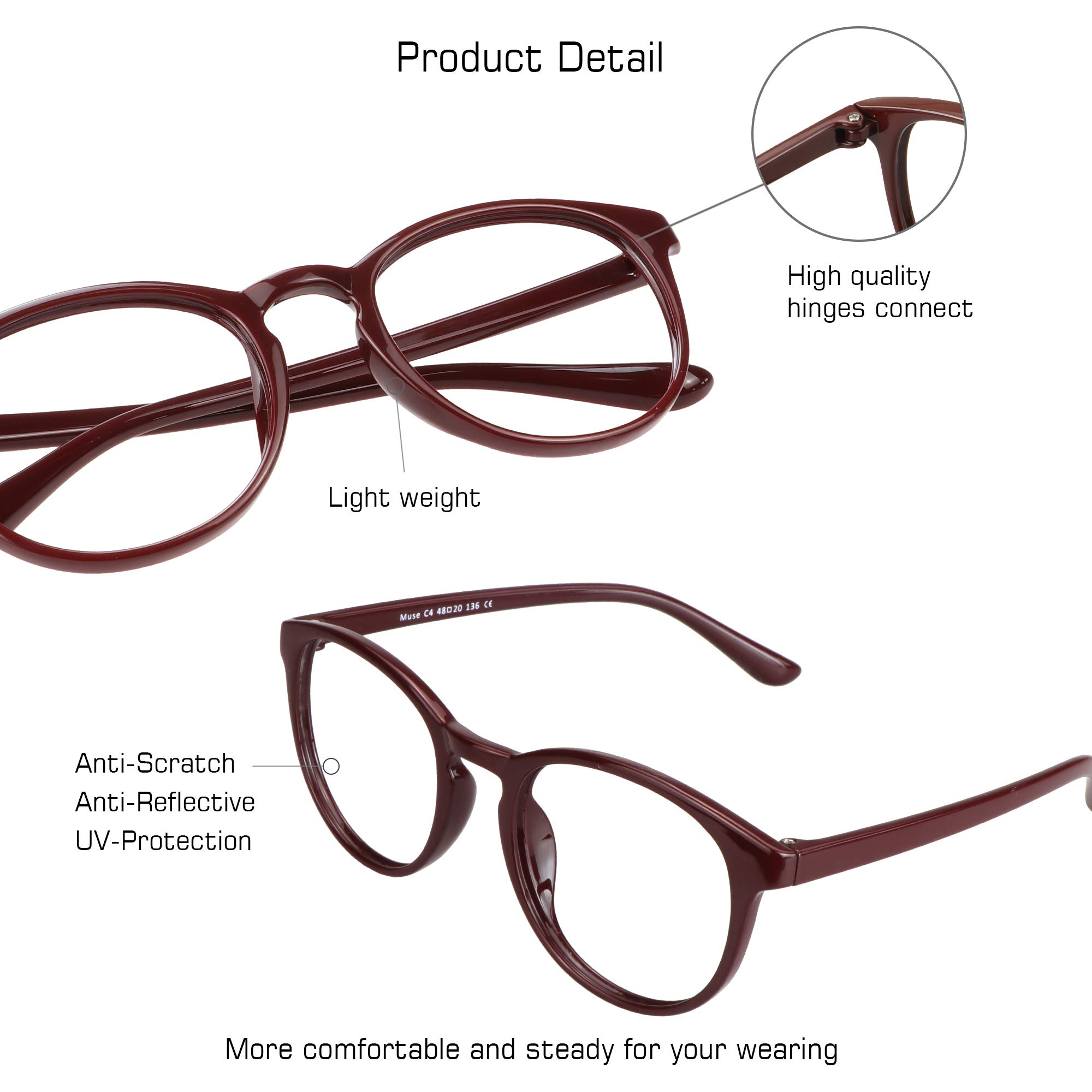 VisionGlobal Blue Light Blocking Glasses for Women - Anti Eyestrain Computer & Reading Glasses with Stylish Frame & Anti-Glare - Perfect for Office Work, Gaming & Screen Time