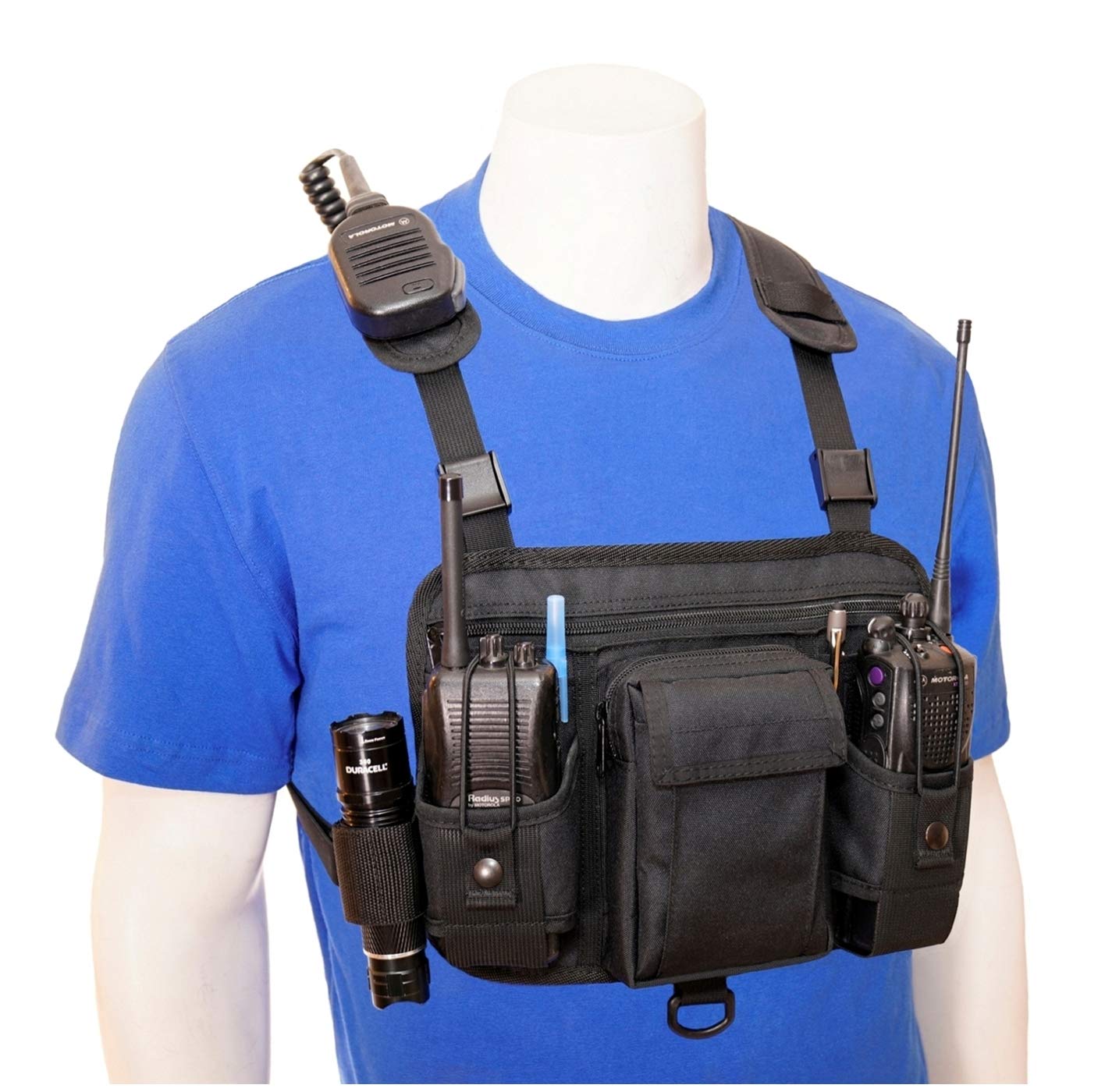 RCH-601D Adjustable Double Radio Chest Harness Shoulder Holster - Fits 4.75