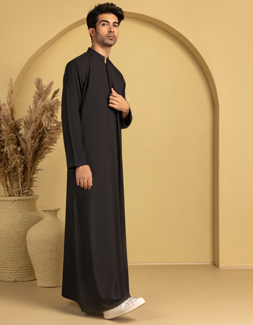 Blended Black Jubba by J. Junaid Jamshed - Premium Islamic Abaya Dress for Women - Perfect for Prayer, Eid, and Special Occasions