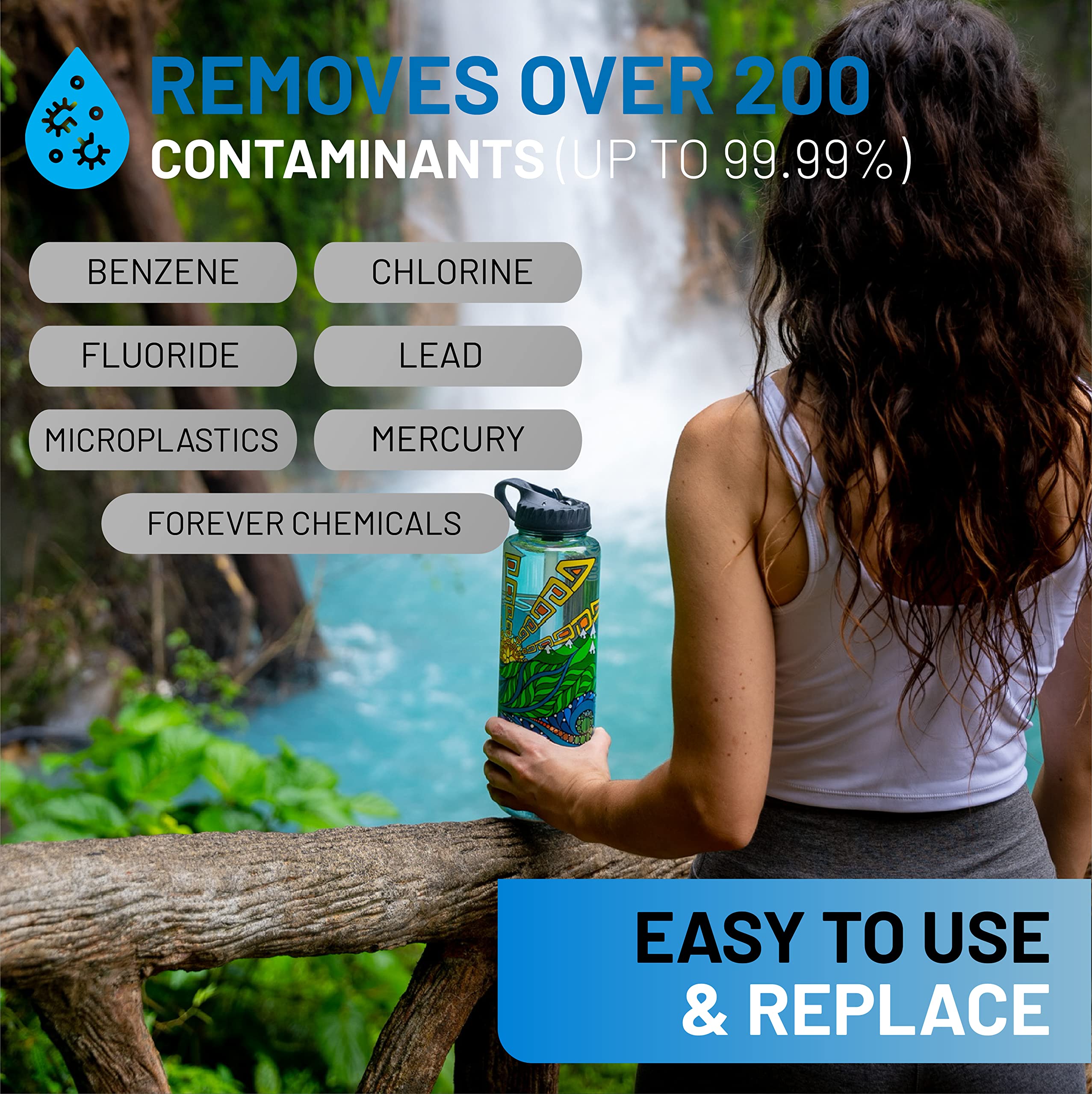 **Nalgene OG Water Bottle with Built-in Filter | BPA-Free, USA Made | Removes 99.99% Contaminants, PFAS, Heavy Metals | 48oz | Perfect for Hiking, Camping & Everyday Hydration**