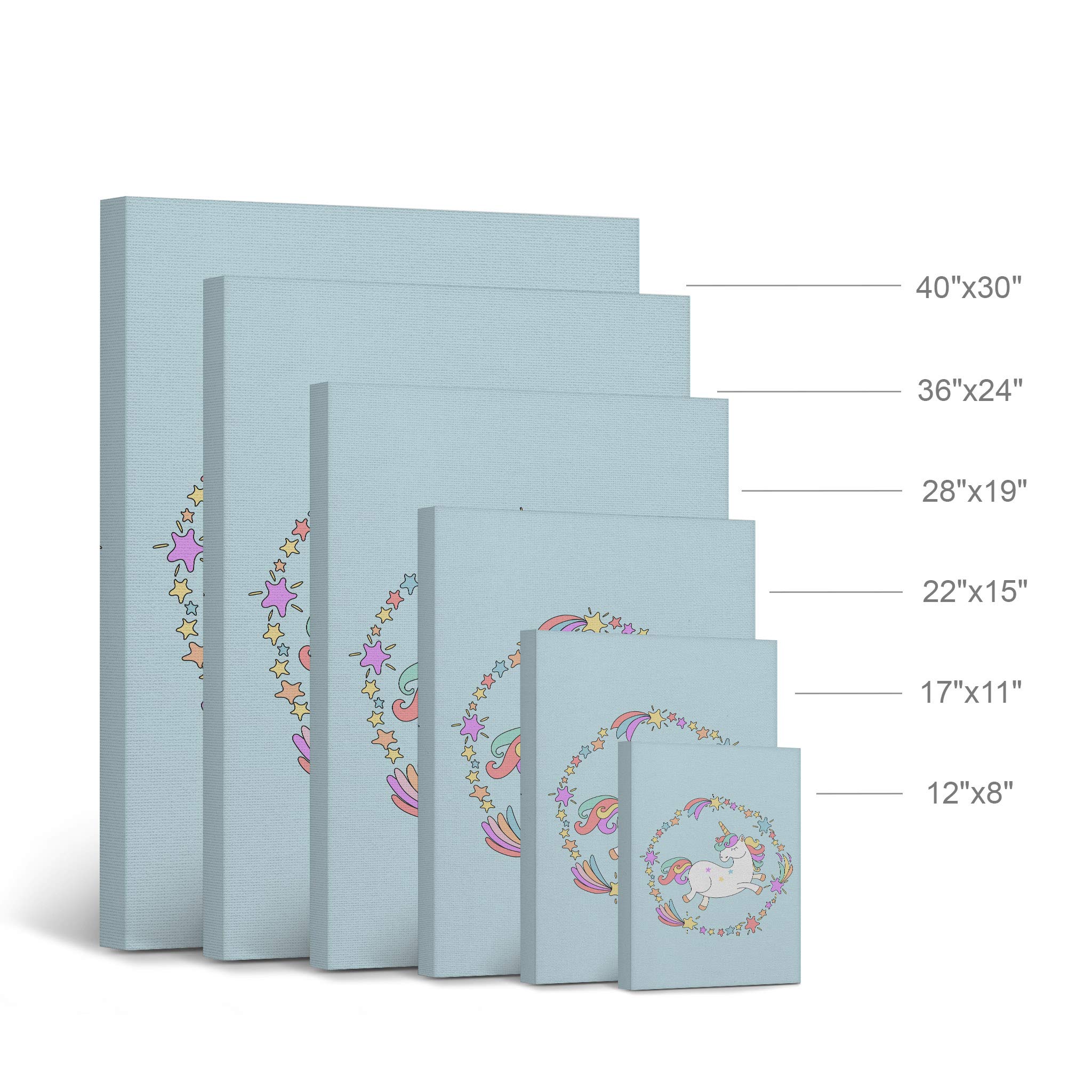 Cute Unicorn Wall Art Decor - 2 Panel Canvas Print Set for Kids Room, Nursery & Baby Room - Pink & Blue Background - Handmade in USA (36x24 Inches x2) - Perfect for Birthday Gifts, Children's Bedroom Decor & Playroom Wall Art
