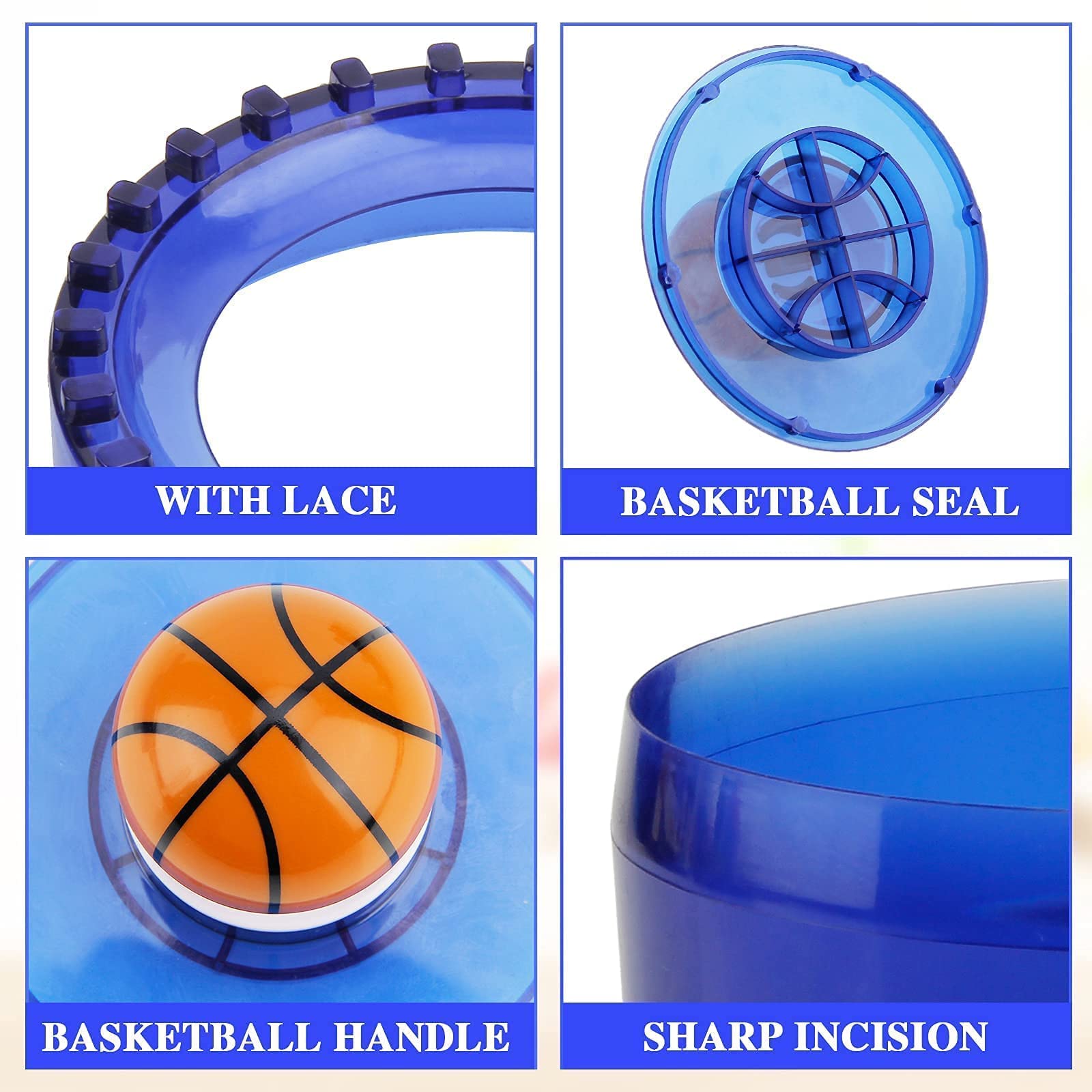 5-Piece Sandwich Cutter and Sealer Set - Uncrustables Maker with Basketball Handle - Kids Lunch Box Tool for Bento, School Snacks & Picnics (Blue) - Perfect for School Lunches, Parties, and On-the-Go Meals