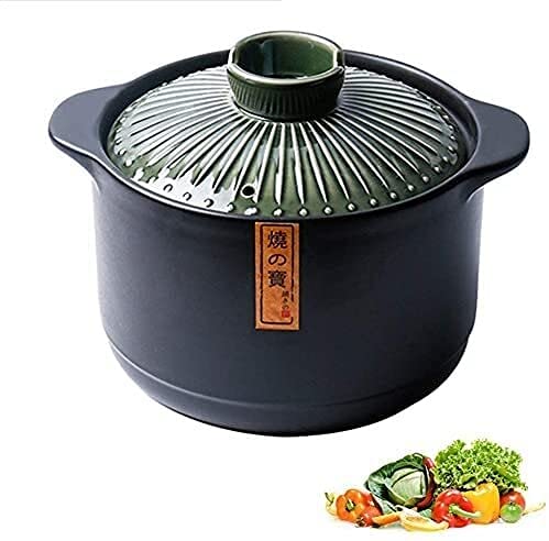 Premium Japanese Ceramic Casserole Pot with Lid - 3.5L/4.2L/5.5L Clay Cookware for Stews, Soups & Slow Cooking | Oven & Stovetop Safe | Perfect for Family Meals & Entertaining (5.5L, Brown)