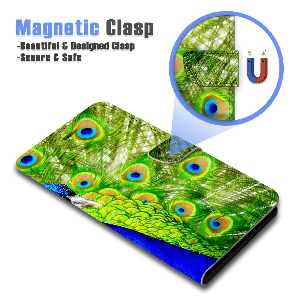 Premium Flip Wallet Phone Case Cover for iPhone 12 & iPhone 12 Pro - A20081 Peacock Design | Slim Protective Case with Card Slots | Perfect for Everyday Use, Travel & Business Meetings