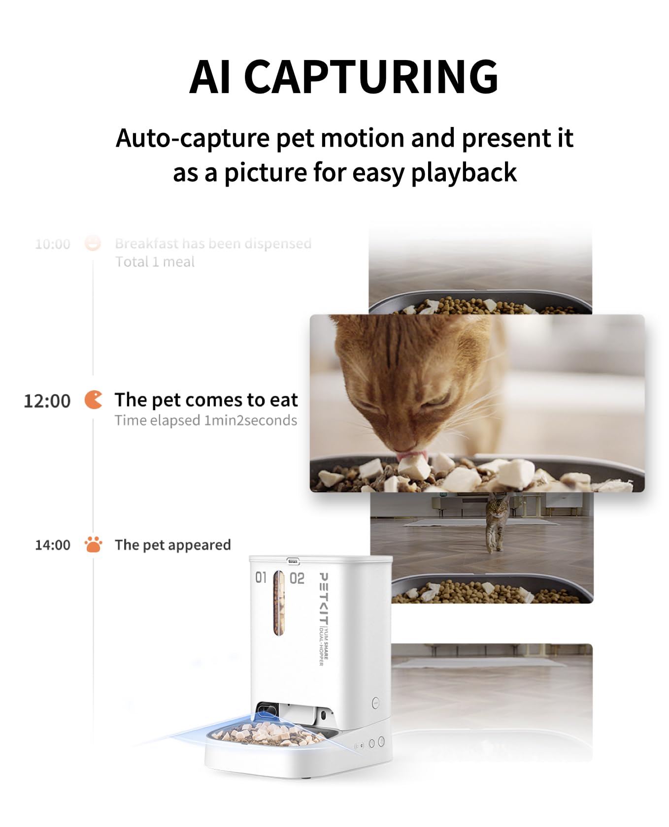 PETKIT Automatic Cat Feeder with Camera - 1080P HD Video & Night Vision, 5L Smart Pet Food Dispenser with 2-Way Audio, Battery Backup, Low Food Alert & Anti-Stick Bowl (2.4G WiFi) - Perfect for Multi-Cat Homes, Travel & Busy Pet Owners