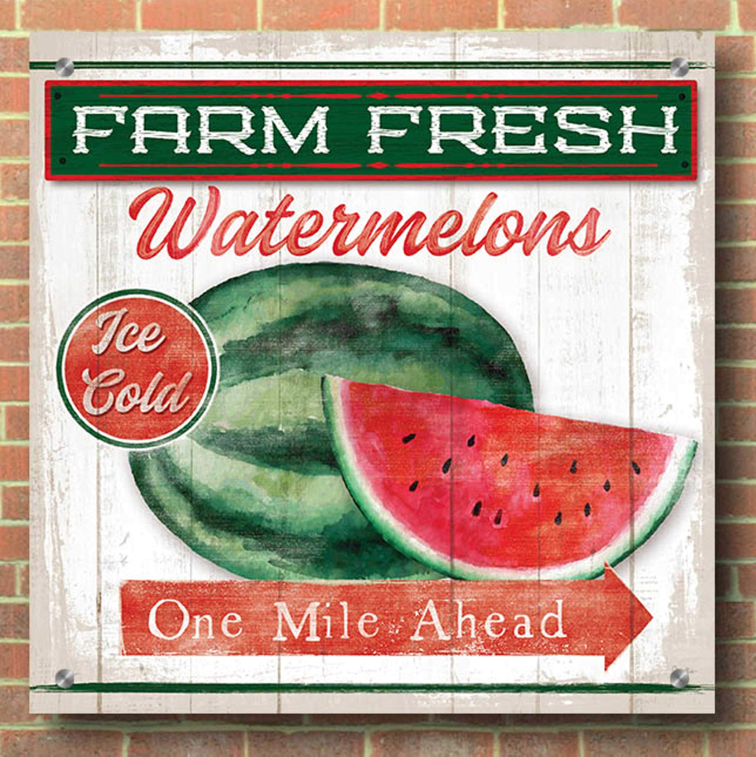Epic Art 'Watermelon Farm' by Mollie B - Vibrant Acrylic Glass Wall Art Painting 36x36 Inches - Perfect for Living Room, Bedroom & Office Decor