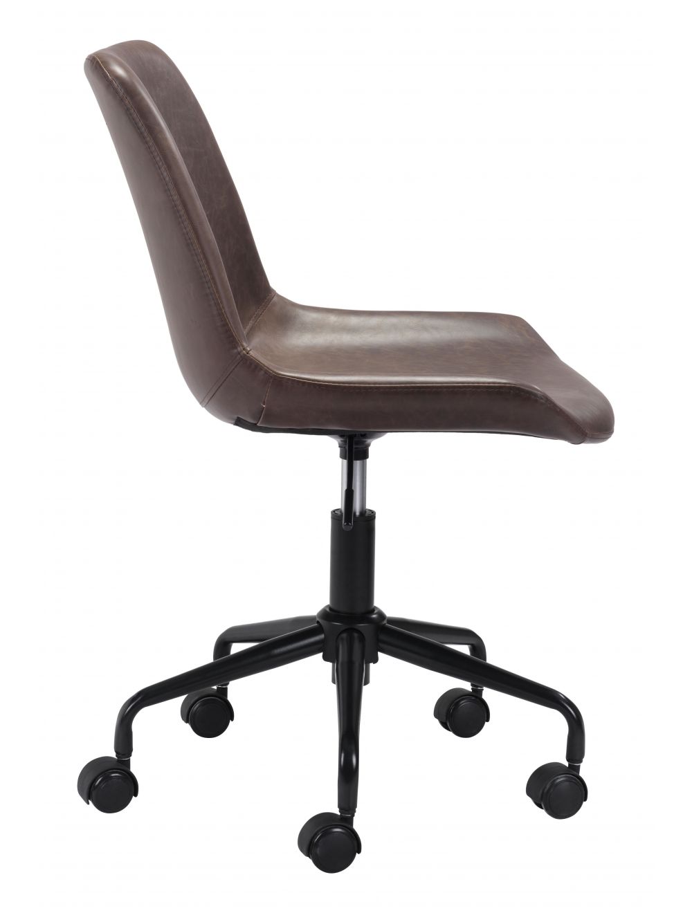 Zuo Modern Byron Office Leather Armless Chair - Ergonomic Executive Desk Chair for Home & Office Workspace - Comfortable Leather Task Chair for Professionals