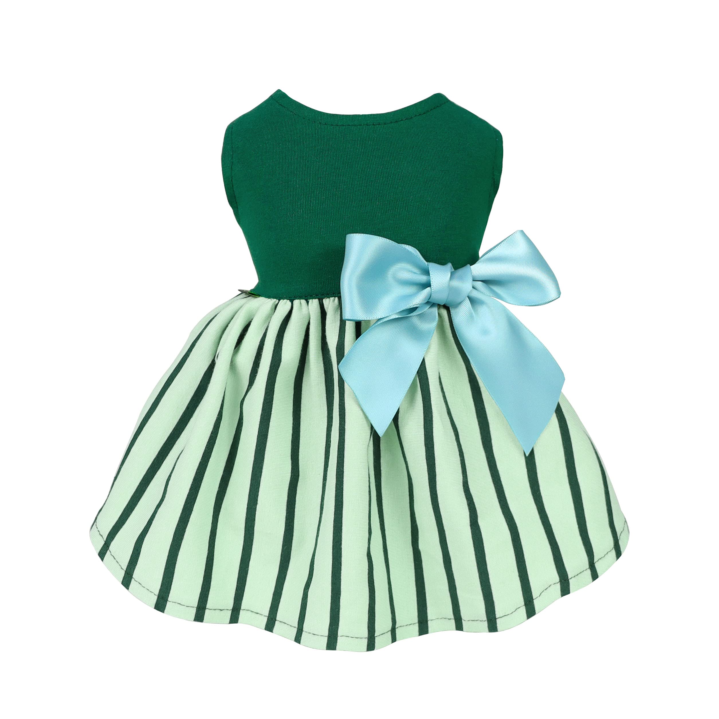 Fitwarm Dog Watermelon Stripes Cotton Summer Dress for Small Dogs & Cats - Green Pet Apparel for Outdoor Play, Beach Trips & Photo Shoots