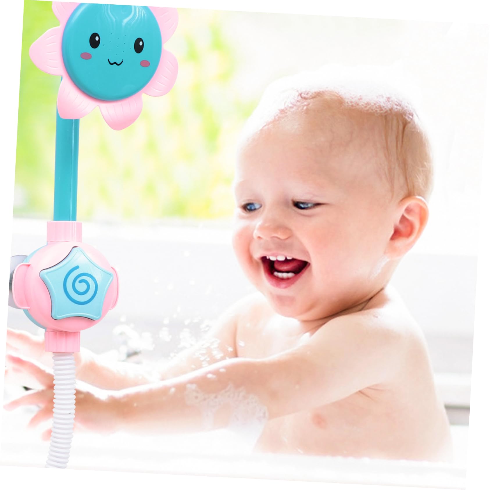HEMOTON 2-Pack Sunflower Bath Toys for Kids - Electric Water Spraying Shower Toys, Blue Plastic Bathtub Fun for Toddlers & Children - Perfect for Bath Time Play & Sensory Development
