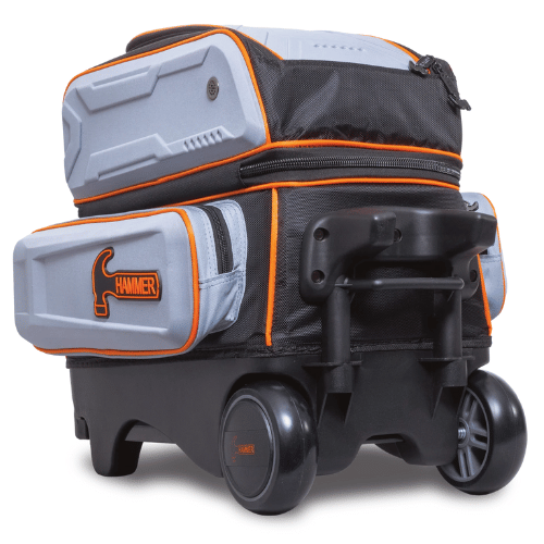 Hammer Gauntlet Double Roller Grey Bowling Bag - Premium 2-Ball Rolling Tote for League & Tournament Play