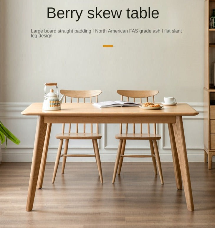 Solid Oak and Ash Wood Nordic Dining Table - Modern Scandinavian Style for Home, Kitchen, and Dining Room Decor