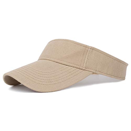 Adjustable Wide Brim Sun Hat for Women & Men - UPF 50+ UV Protection Beach Hat, Tennis Cap, Running Visor for Outdoor Sports, Travel & Summer Activities (Khaki)