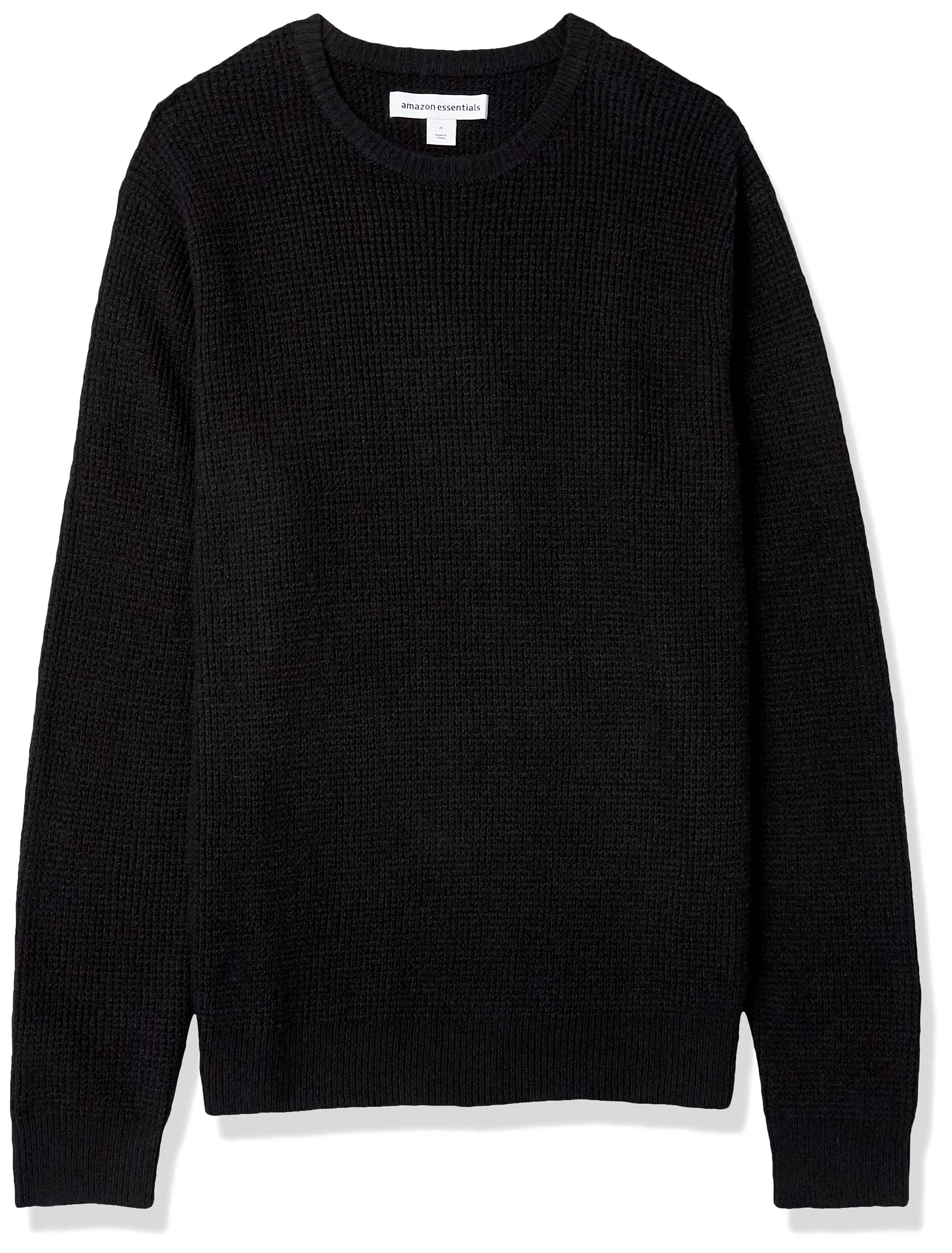 Amazon Essentials Men's Long-Sleeve Soft Touch Waffle Stitch Crewneck Sweater - Comfortable Winter Knit Pullover for Casual Wear & Outdoor Activities