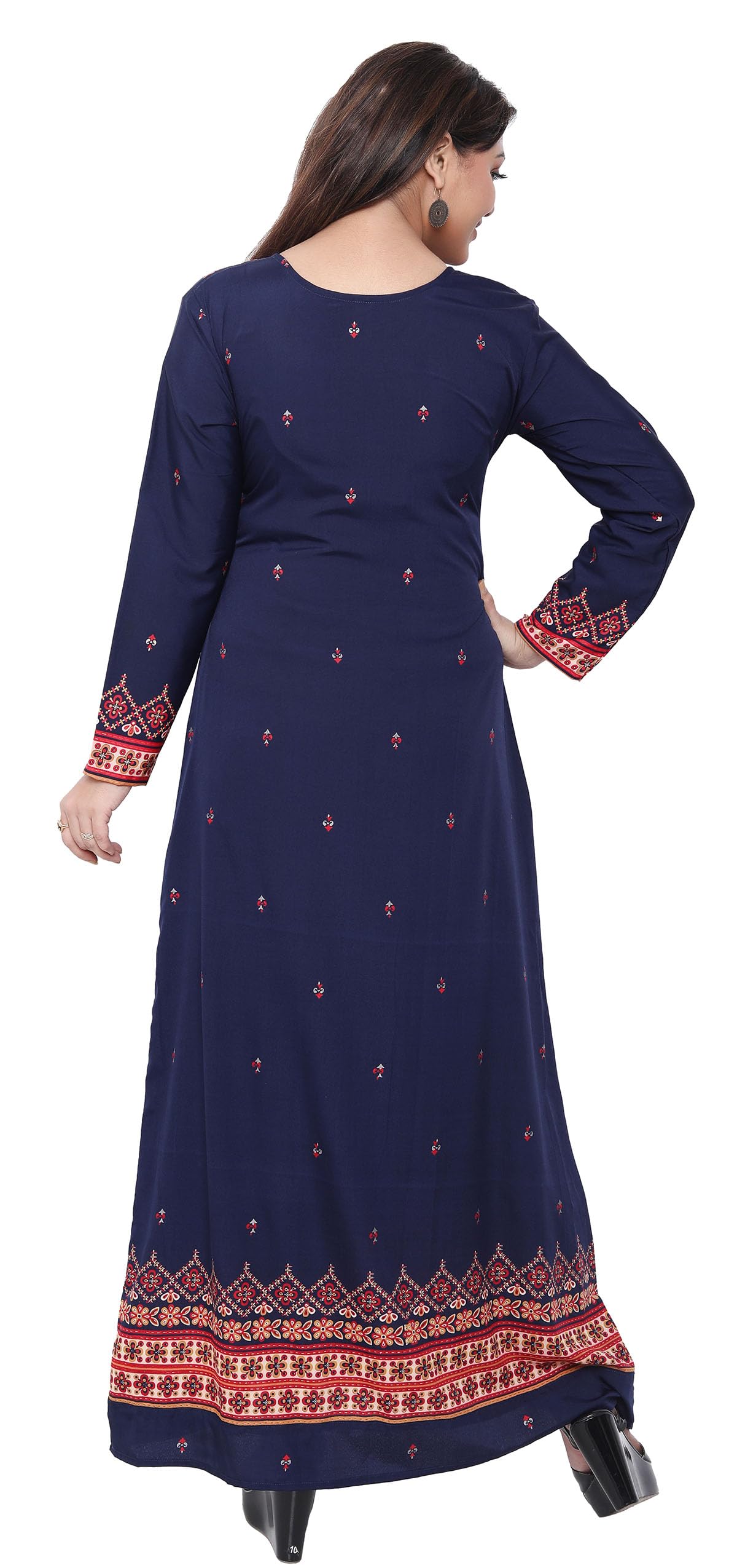 Maple Clothing Women's Printed Long Sleeve Kaftan Abaya Dress - Elegant Islamic Modest Wear for Prayer, Home & Special Occasions