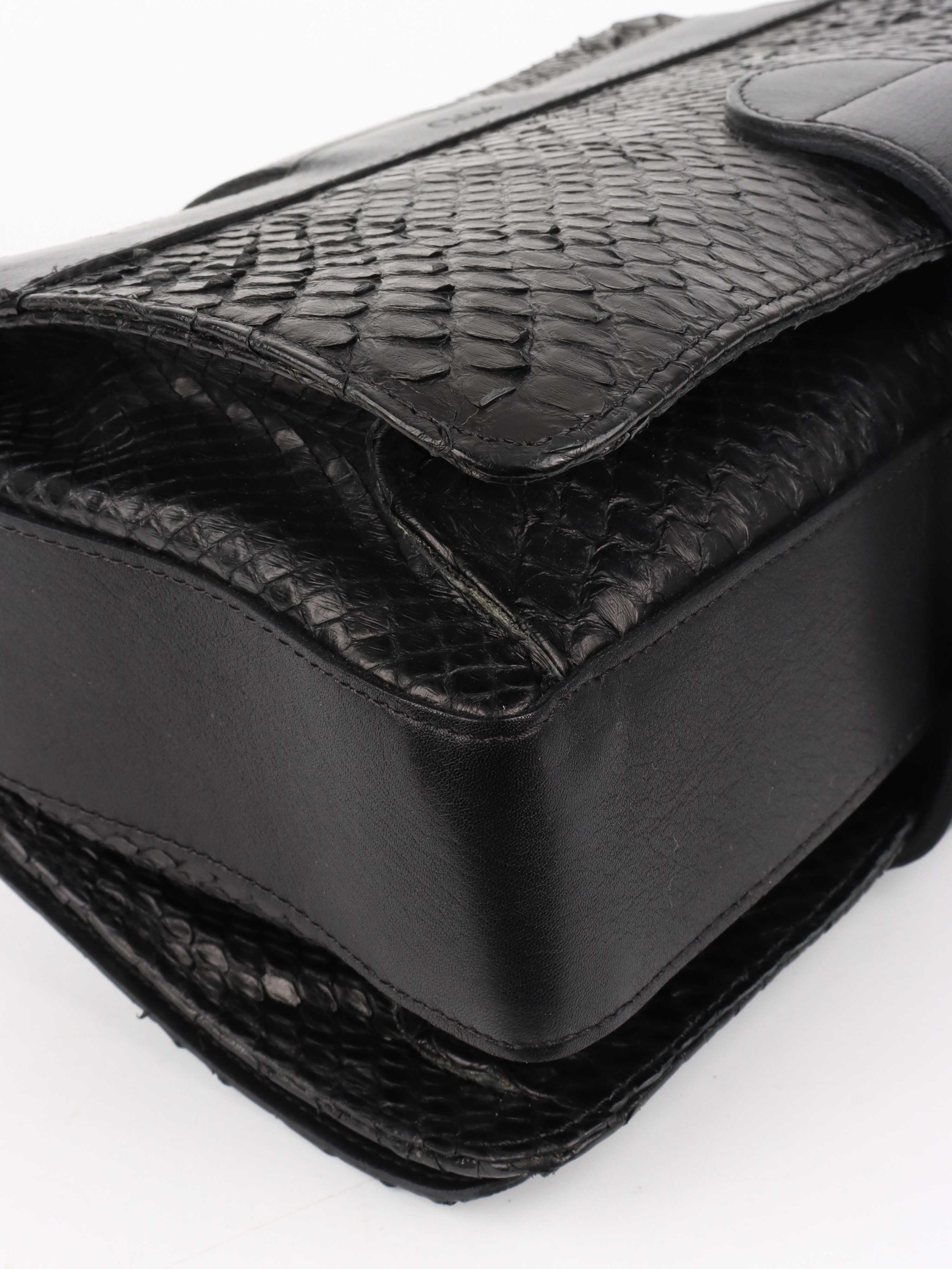 Chloe Black Python Leather Shoulder Bag for Women - Luxury Designer Handbag for Work, Travel & Evening Events