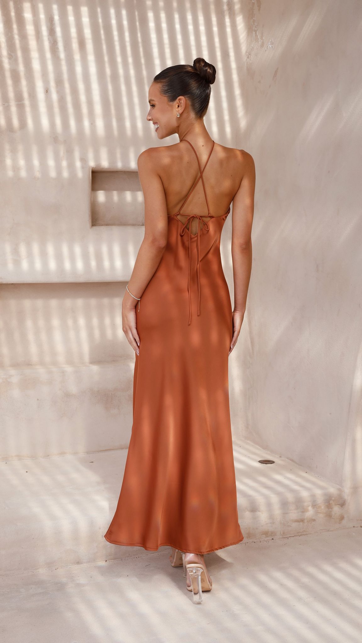 Chiara Maxi Dress in Copper - Elegant Long Flowy Dress for Women, Perfect for Weddings, Parties & Summer Outfits