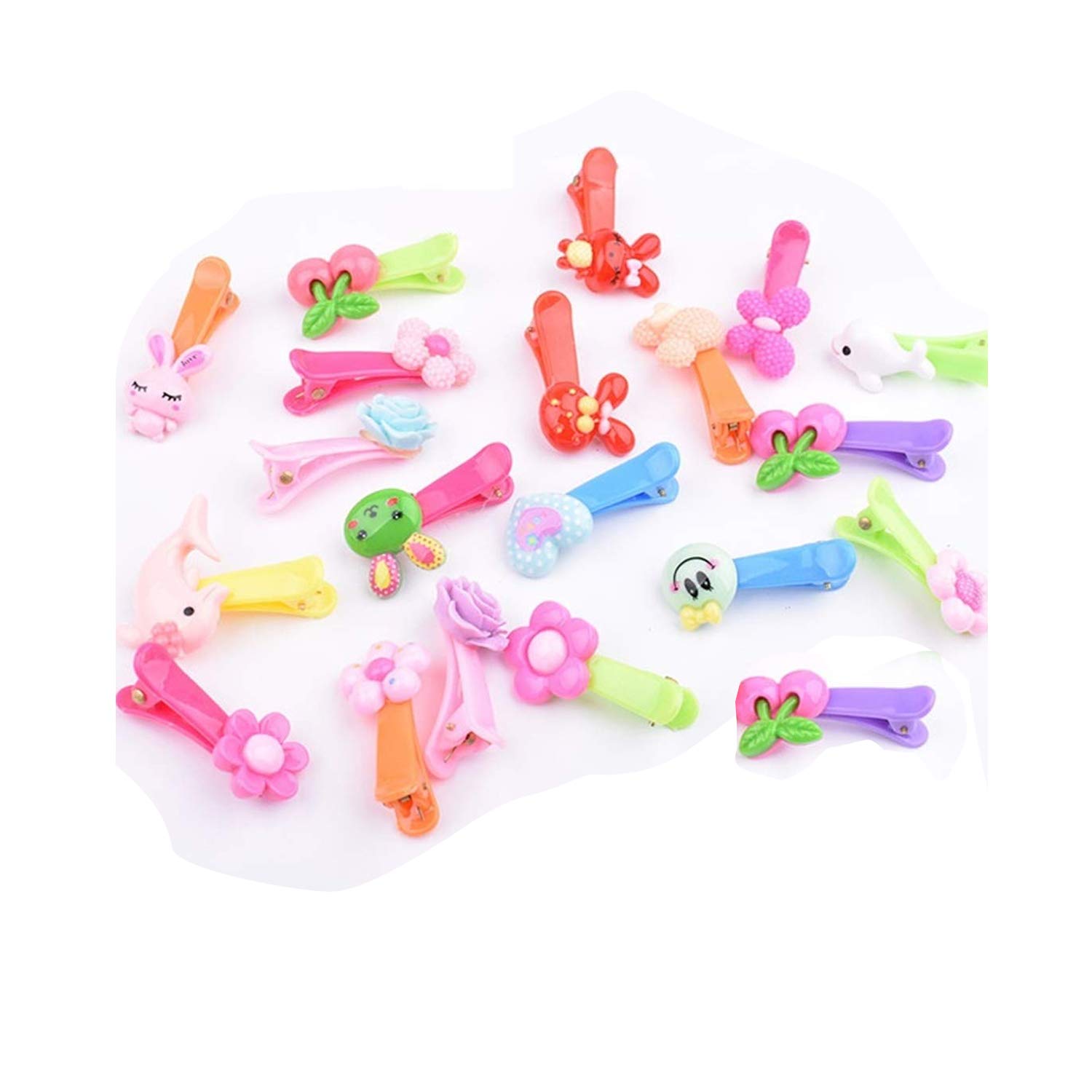 20Pcs Cute Cartoon Hair Clips for Girls, Teens & Women - Colorful Hairgrips with Fun Shapes - Perfect for School, Parties & Daily Hair Styling