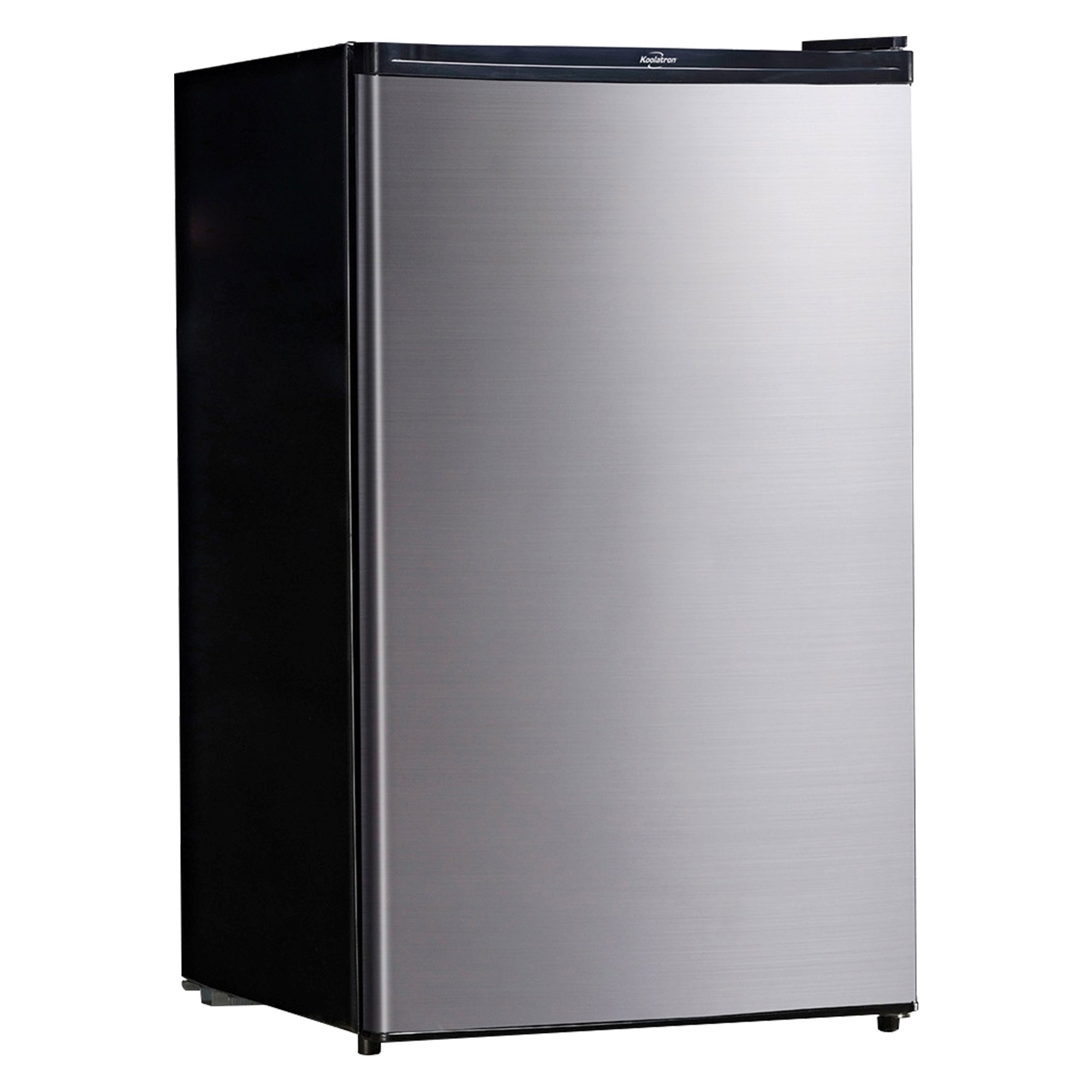 Koolatron 4.4 cu ft (124L) Stainless Steel Compact Refrigerator with Freezer - Silver & Black, Flat Back Design, Adjustable Removable Shelves - Perfect for Snacks, Frozen Food, Drinks, Beer - Ideal for Dorm, Office, Home Bar, Game Room & Small Spaces