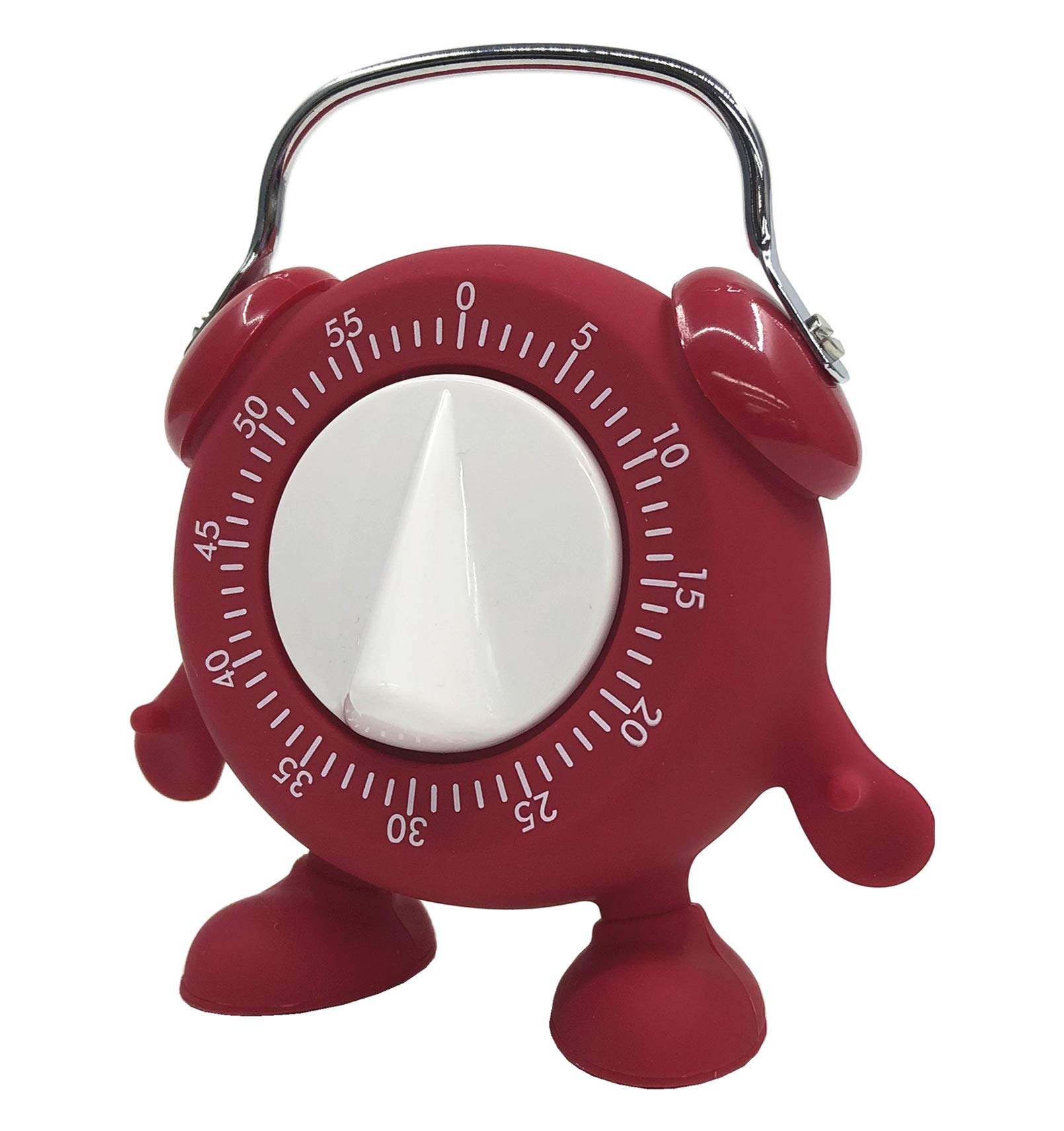60-Minute Wind-Up Mechanical Kitchen Timer with Loud Ring Alarm - No Battery Needed - Perfect for Baking, Cooking, Teaching Kids & Potty Training (Red)