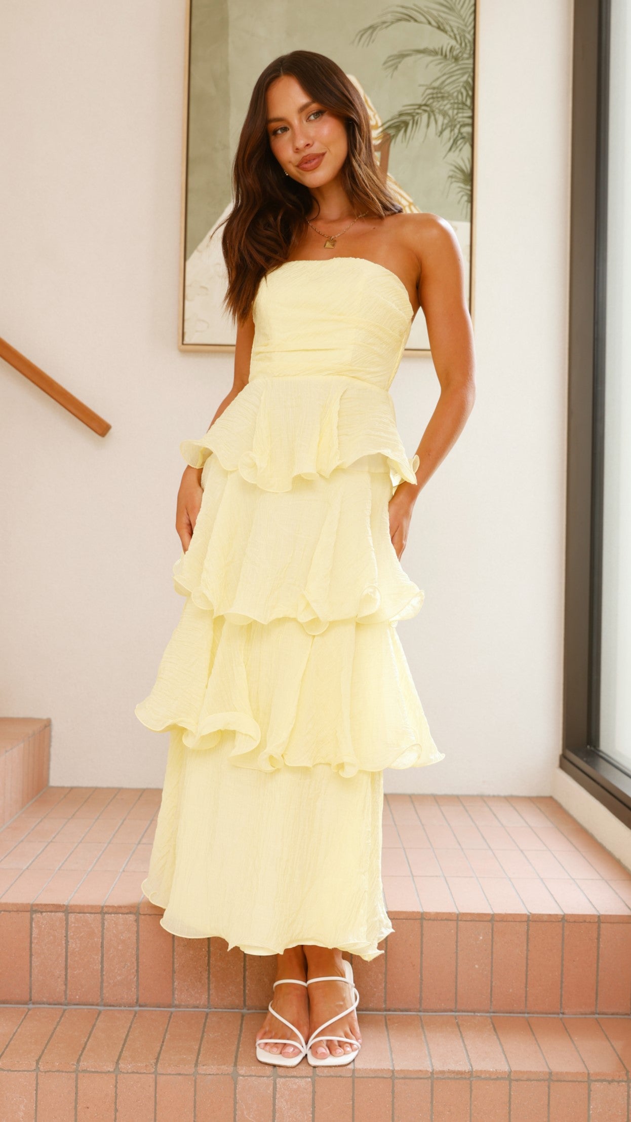 Lanica Women's Maxi Dress - Flowy Long Summer Dress in Yellow | Perfect for Beach, Vacation & Casual Wear
