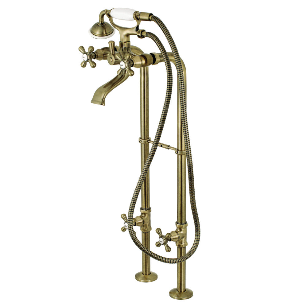 Kingston Brass CCK266K5 Freestanding Bathtub Faucet with Supply Line & Stop Valve - Vintage Style Brass Finish for Bathroom Remodel & Luxury Spa Experience