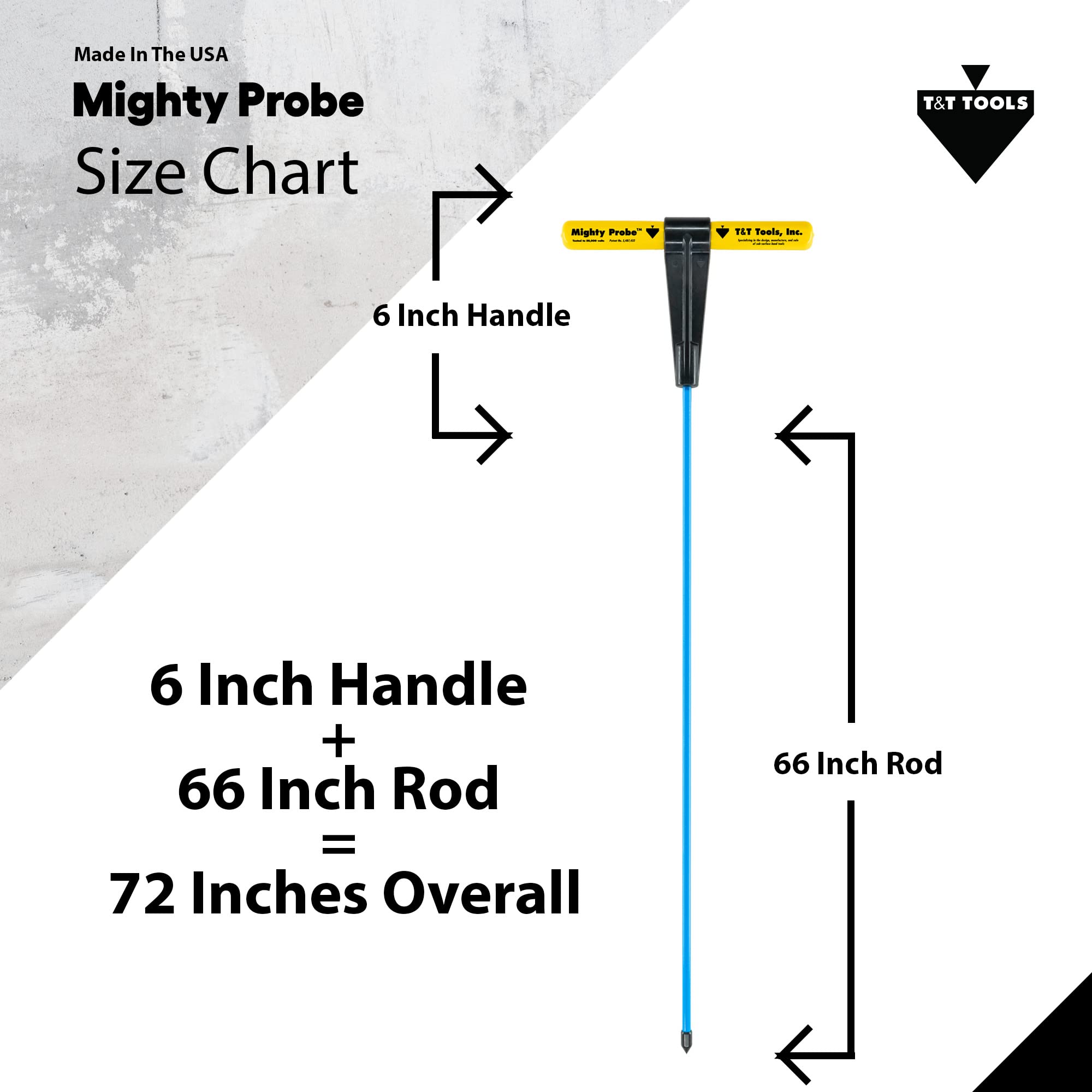T&T Tools Mighty Probe Insulated Metal Soil Probe - 72-Inch Heavy Duty Gardening Tool with 3/8