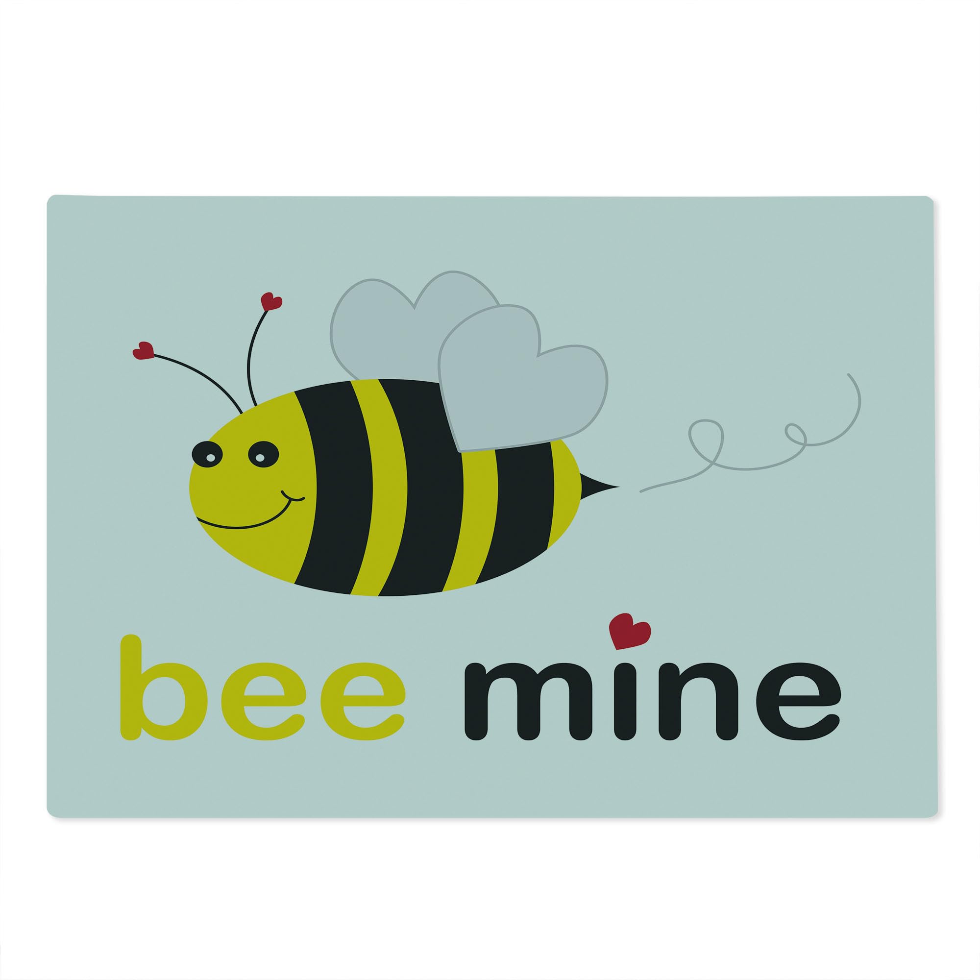 Ambesonne Honey Bee Cutting Board - Bee Mine Romantic Heart-Shaped Wings Design, Decorative Tempered Glass Serving Board for Kitchen & Dining - Large Size in Yellow, Charcoal Grey, Pale Grey & White - Perfect for Valentine's Day Gifts, Anniversary Presents & Home Decor