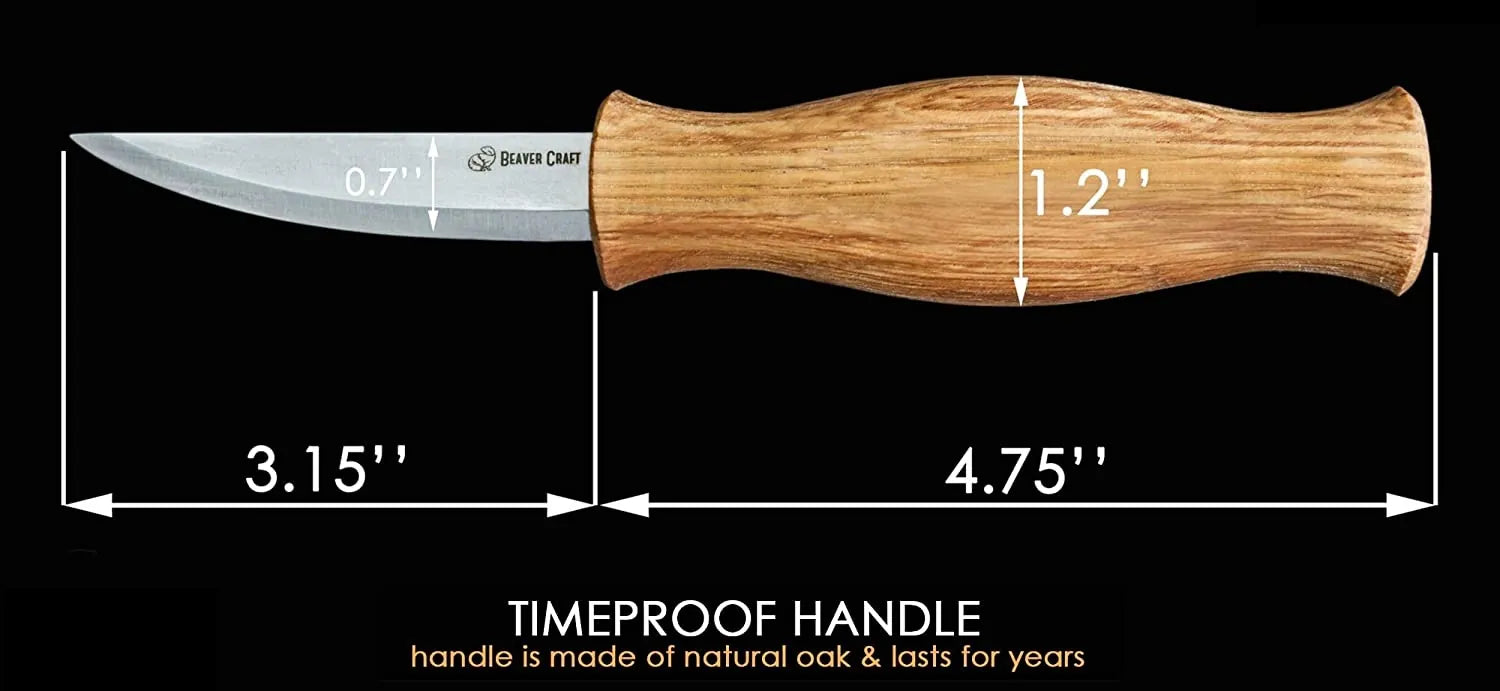 BeaverCraft C4 Small Whittling Knife with Oak Handle - Perfect for Wood Carving, Whittling, and DIY Crafts - Ideal for Beginners and Professionals