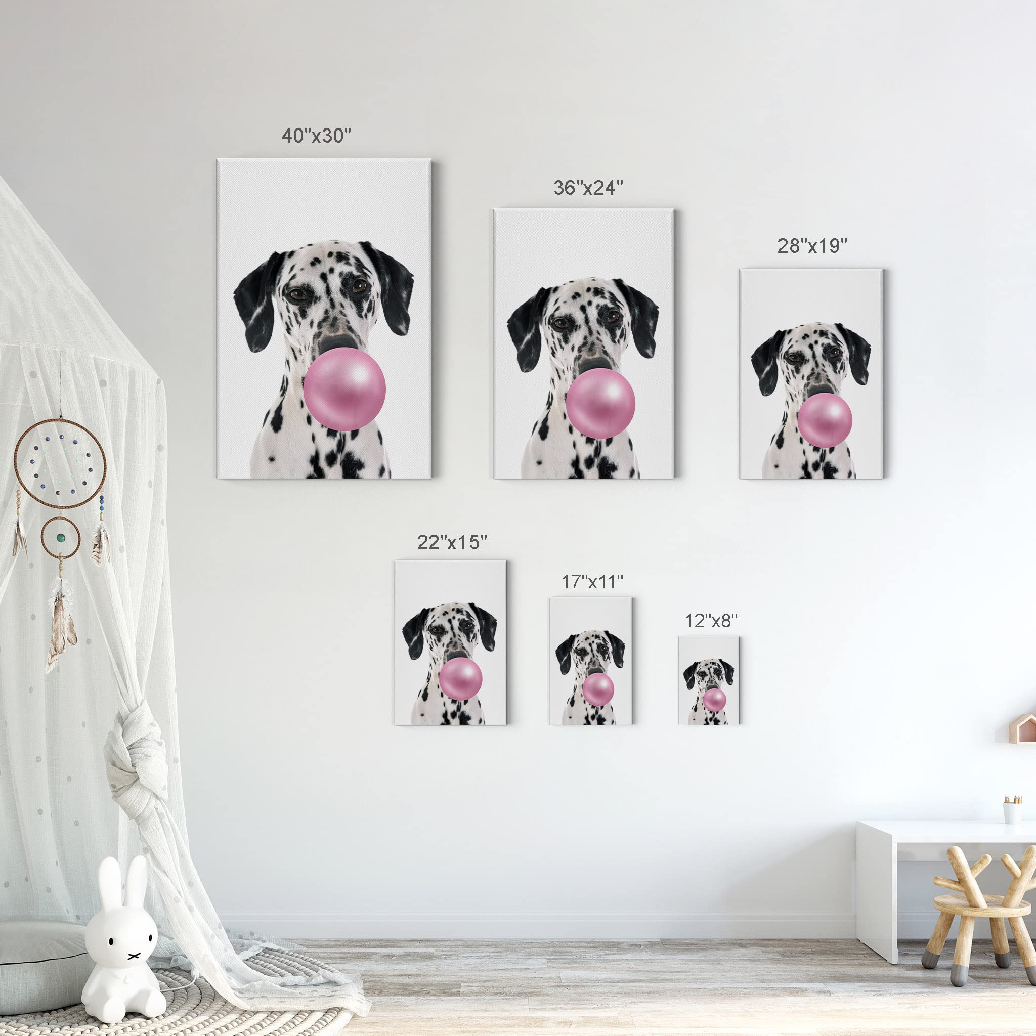 Dalmatian Dog Chewing Bubble Gum Canvas Wall Art Print - Pet Lover Gift, Animal Pop Art for Office, Living Room, Bedroom & Nursery Decor (22x15 Inches) - Perfect for Dog Lovers & Home Decoration