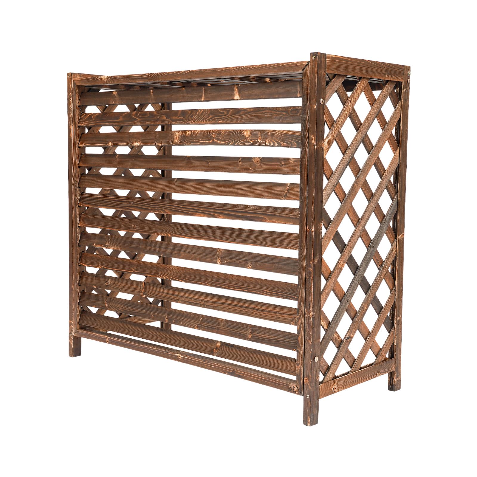 Xuthusman Solid Wood Air Conditioner Cover Fence Screen - Rustic Outdoor AC Unit Planter Box for Hiding & Privacy - Perfect for Patio, Garden, and Backyard Decoration