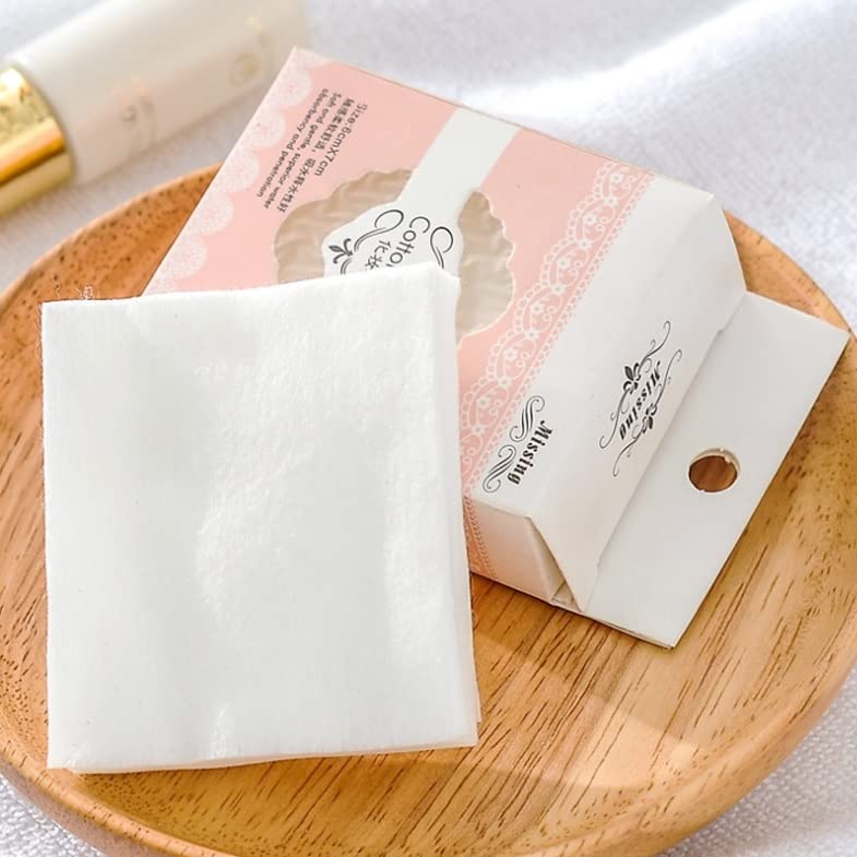 MAPPERZ 80-Pack Natural Square Cotton Pads | Double-Sided Water-Saving Soft Makeup Remover Pads | Gentle Facial & Eye Makeup Removal | Eco-Friendly Cosmetic Cotton Puffs for Daily Skincare & Travel