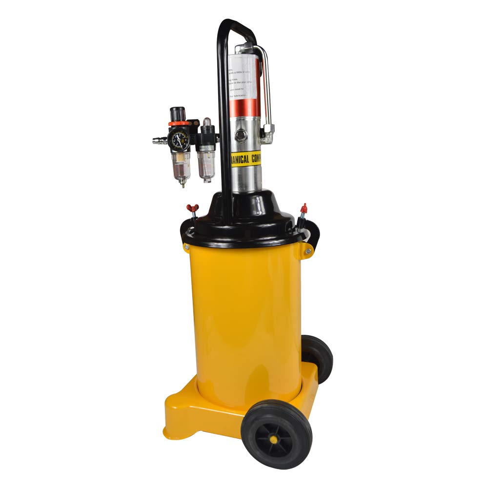 TECHTONGDA 3 Gallon Air Pneumatic Grease Pump with Gun Hose - Heavy Duty Lubrication Tool for Automotive, Industrial & Farm Equipment Maintenance