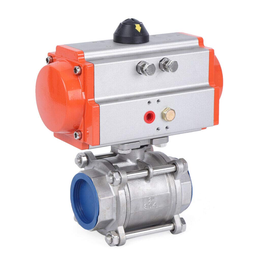 2-Inch 3-Piece Single-Acting Pneumatic Air Actuated Stainless Steel Steam Ball Valve - 1000 PSI, Ball Check, for Automatic Control Systems - Ideal for Industrial Steam Lines, HVAC Systems, and Process Automation